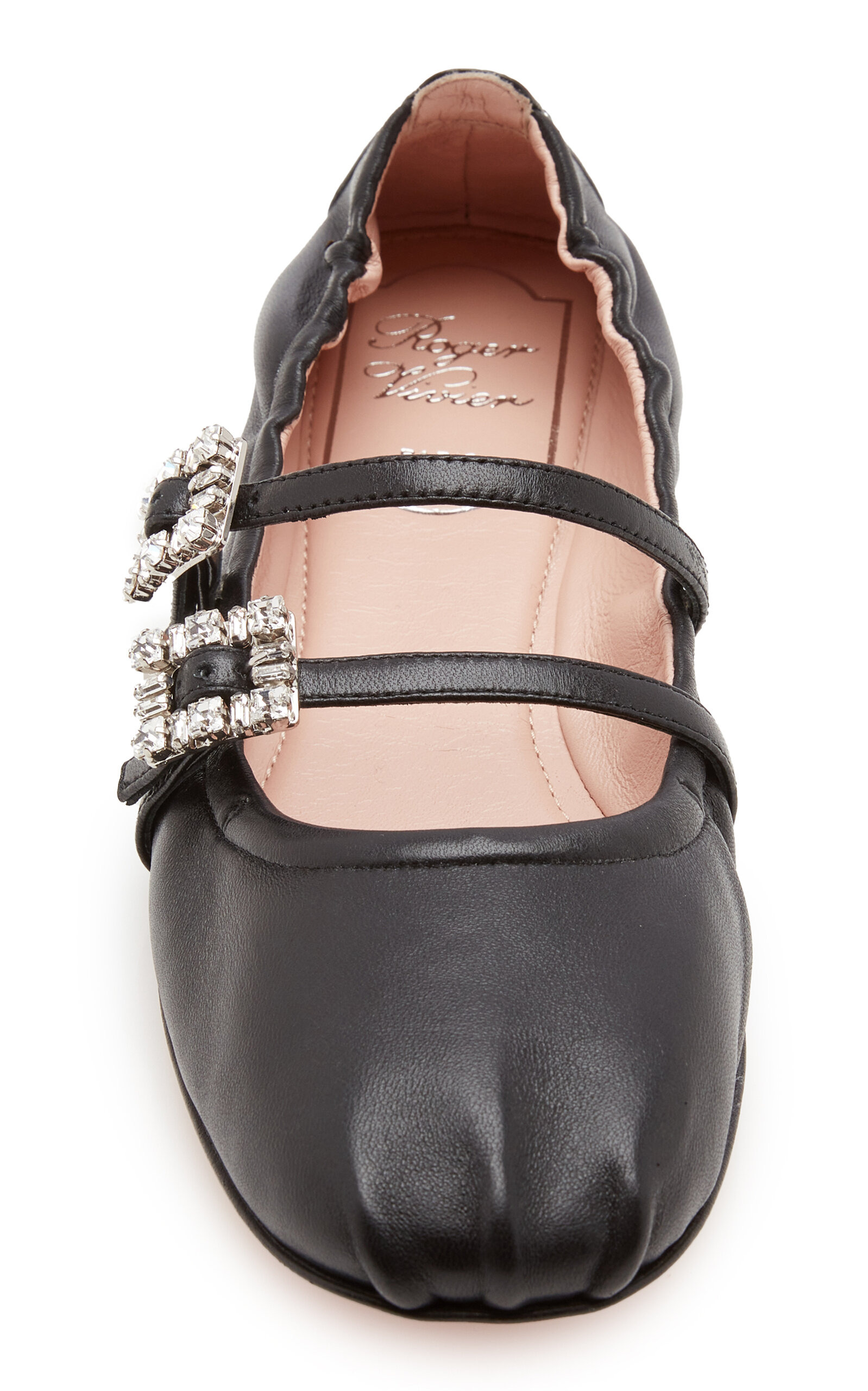 Crystal-Embellished Leather Ballet Flats black - 3