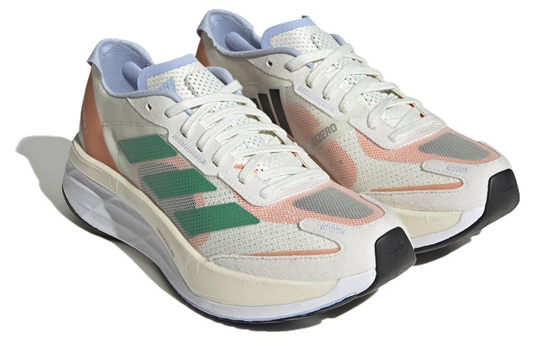 (WMNS) Adidas Adizero Boston 11 Running Shoes 'White Tint / Court Green' HQ3697 - 3