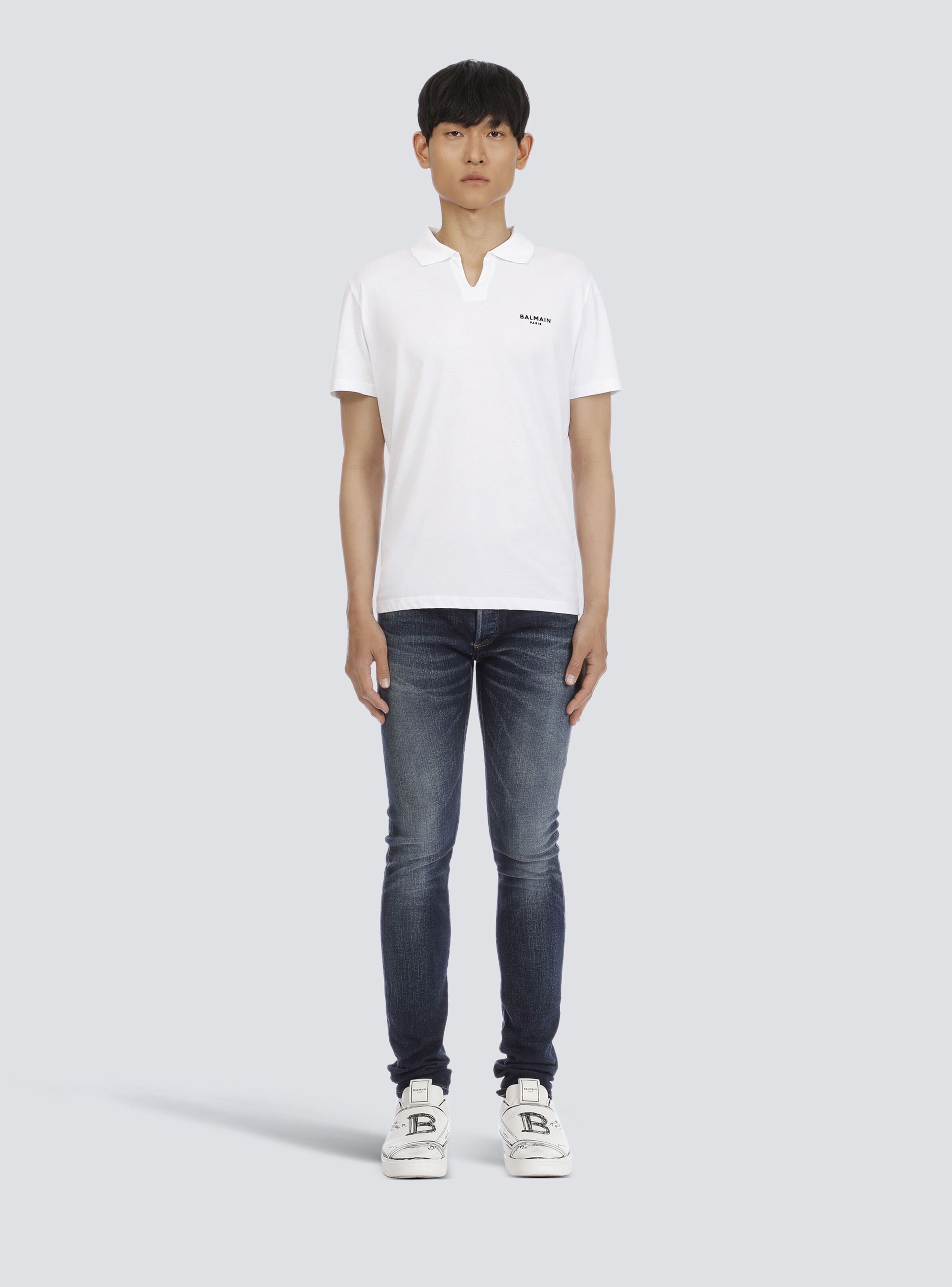 Balmain logo polo shirt in eco-responsible cotton - 3