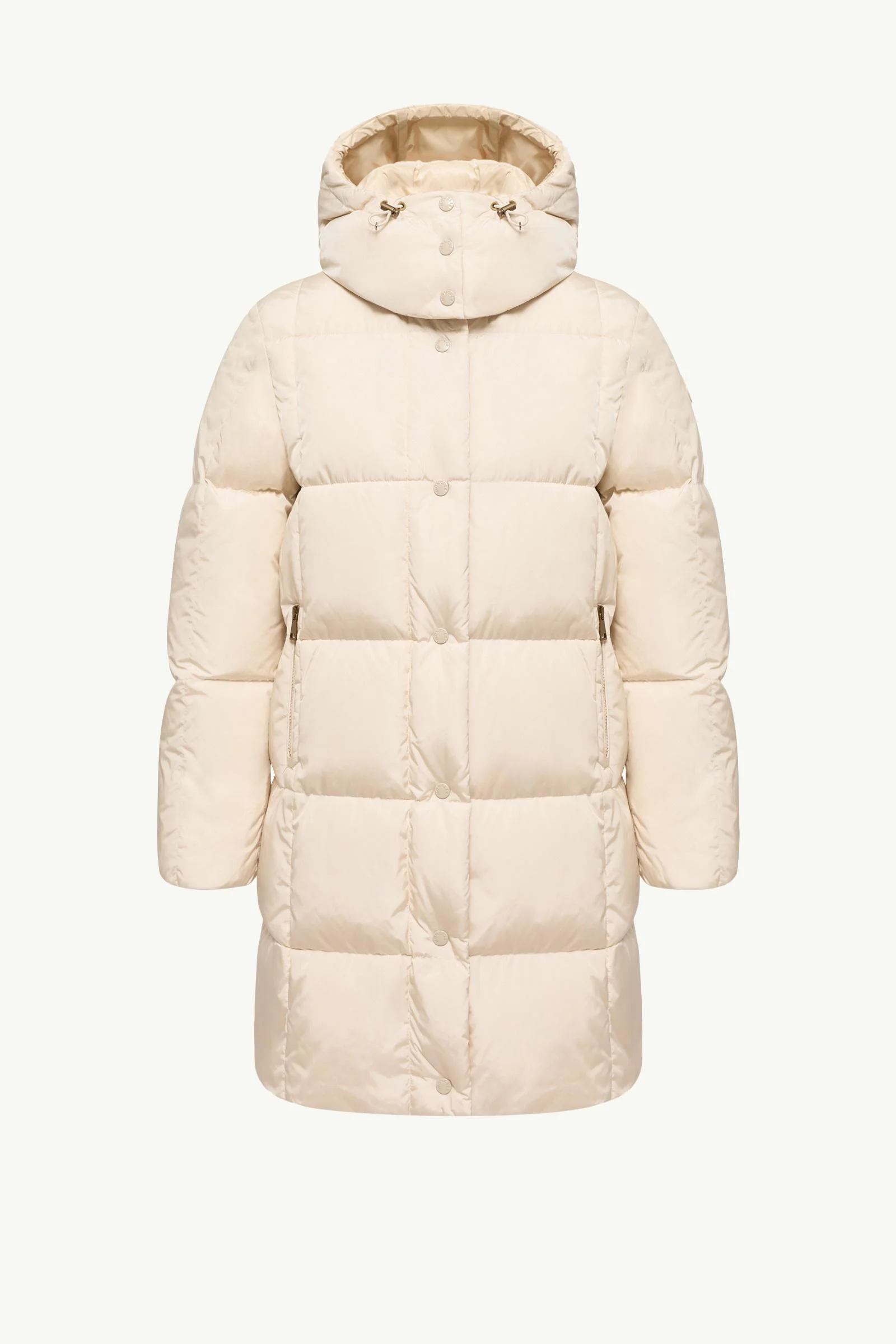 Litte Square-Quilted Hooded Long Down Jacket - 1