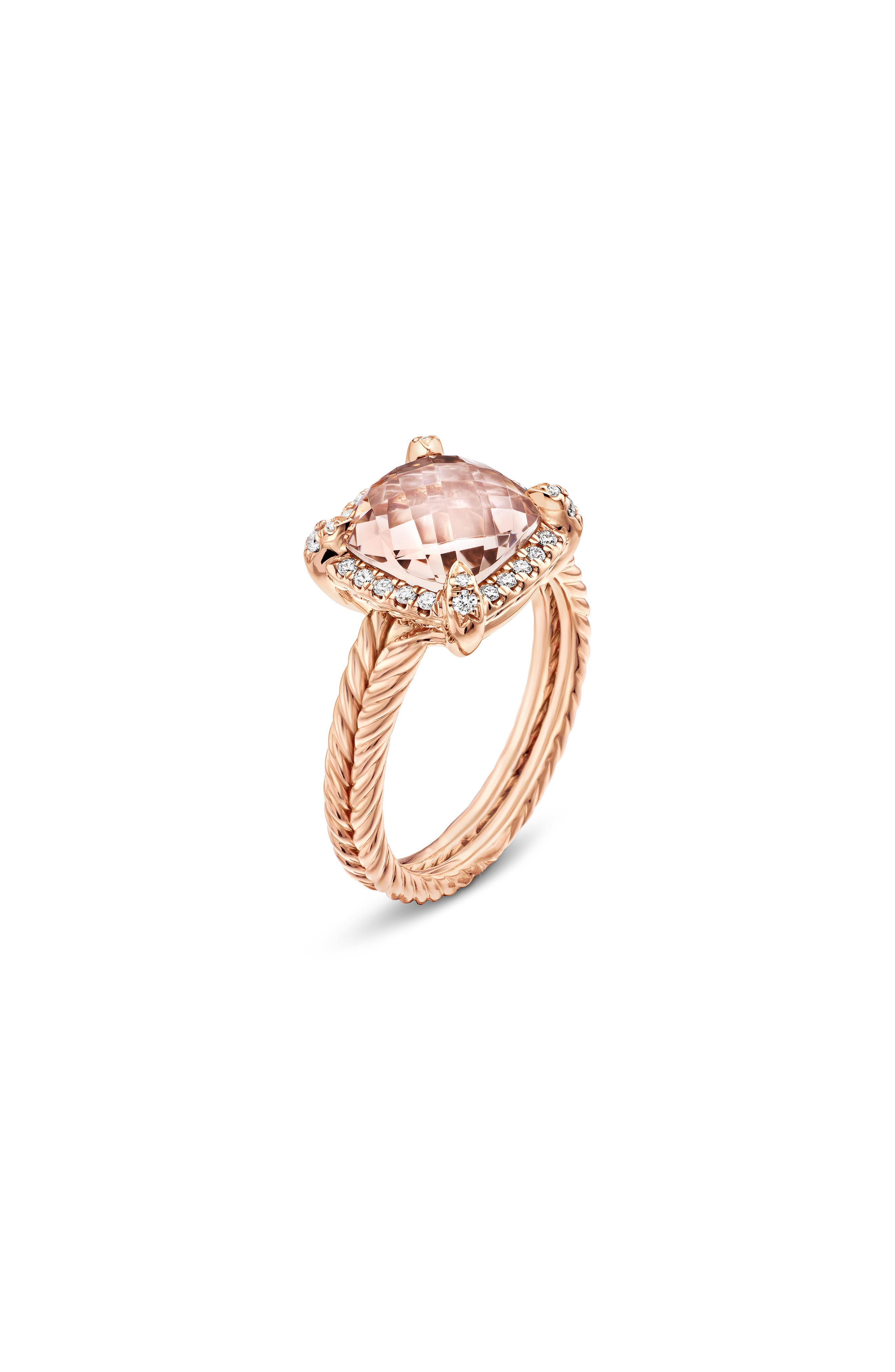 David Yurman Chatelaine® Pavé Bezel Ring in 18K Rose Gold in Rose Gold/Diamond/Morganite at Nordstro - 5