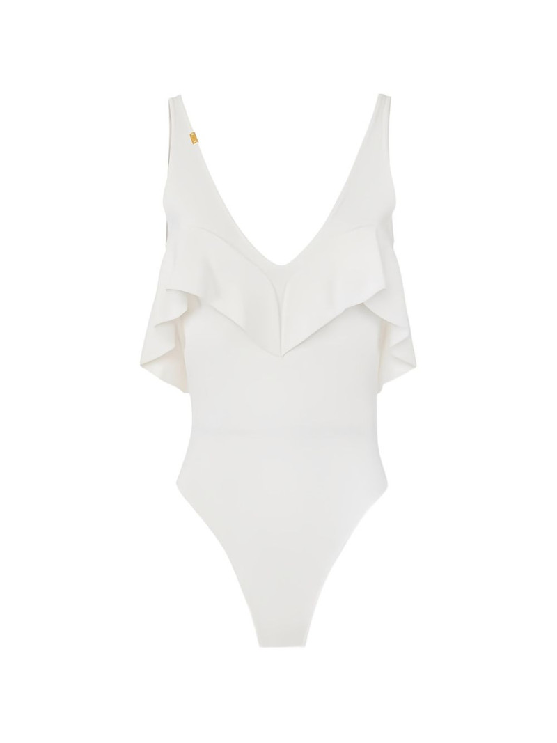 V-neck flounce bodysuit 1