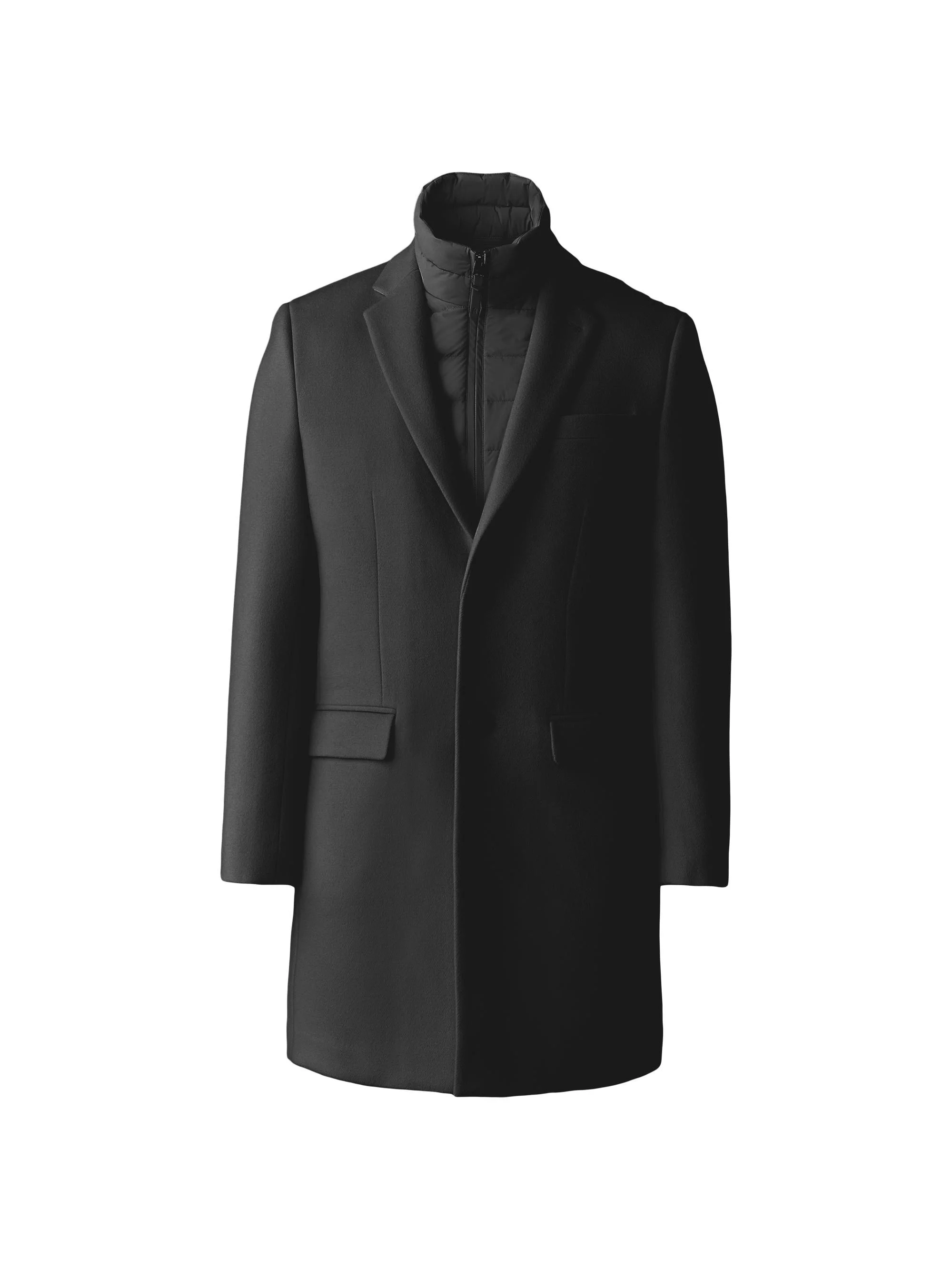 Men's Skai Down-Lined Wool Coat - Black - 1