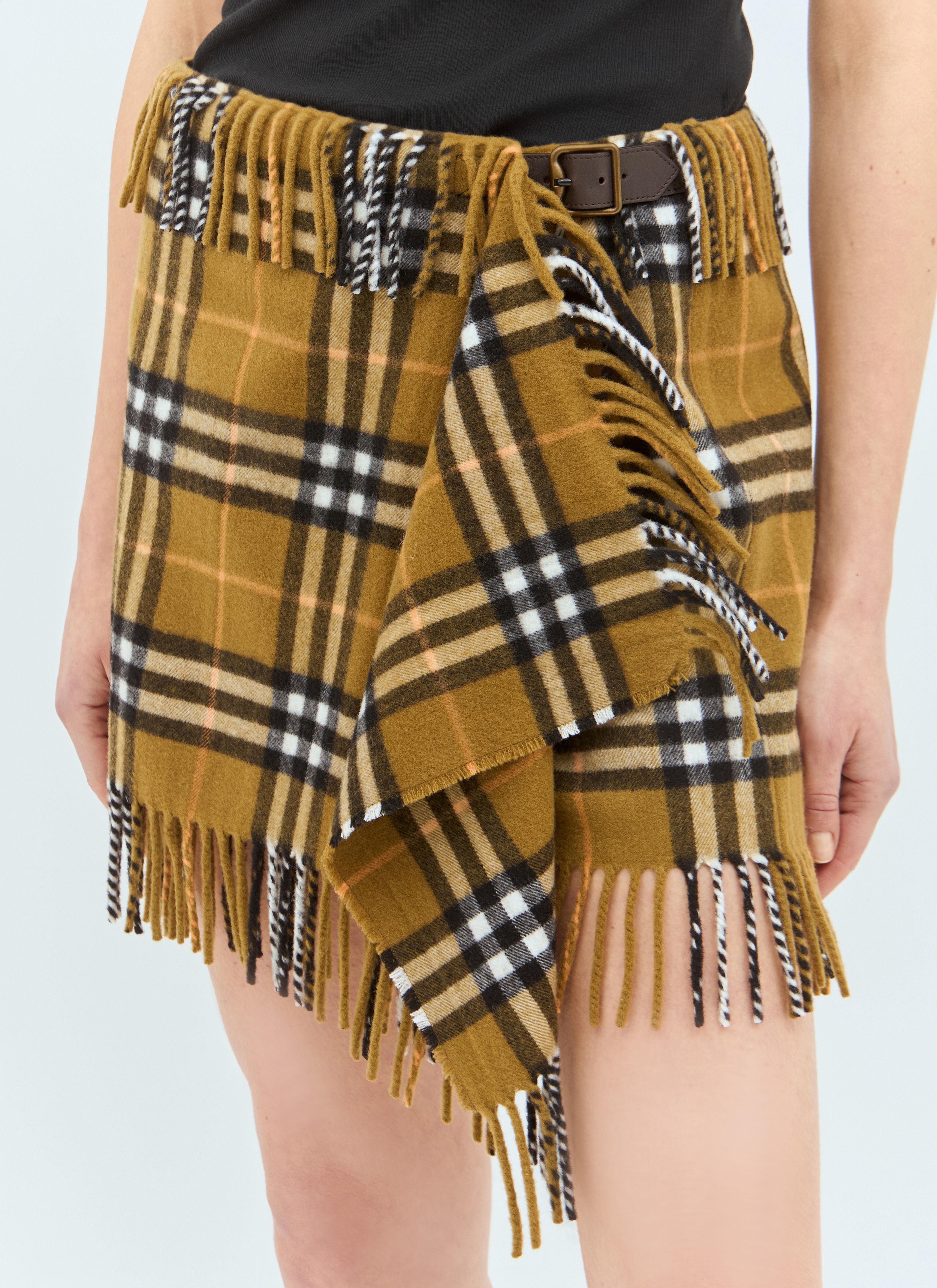 Check Wool And Cashmere Scarf Skirt - 3