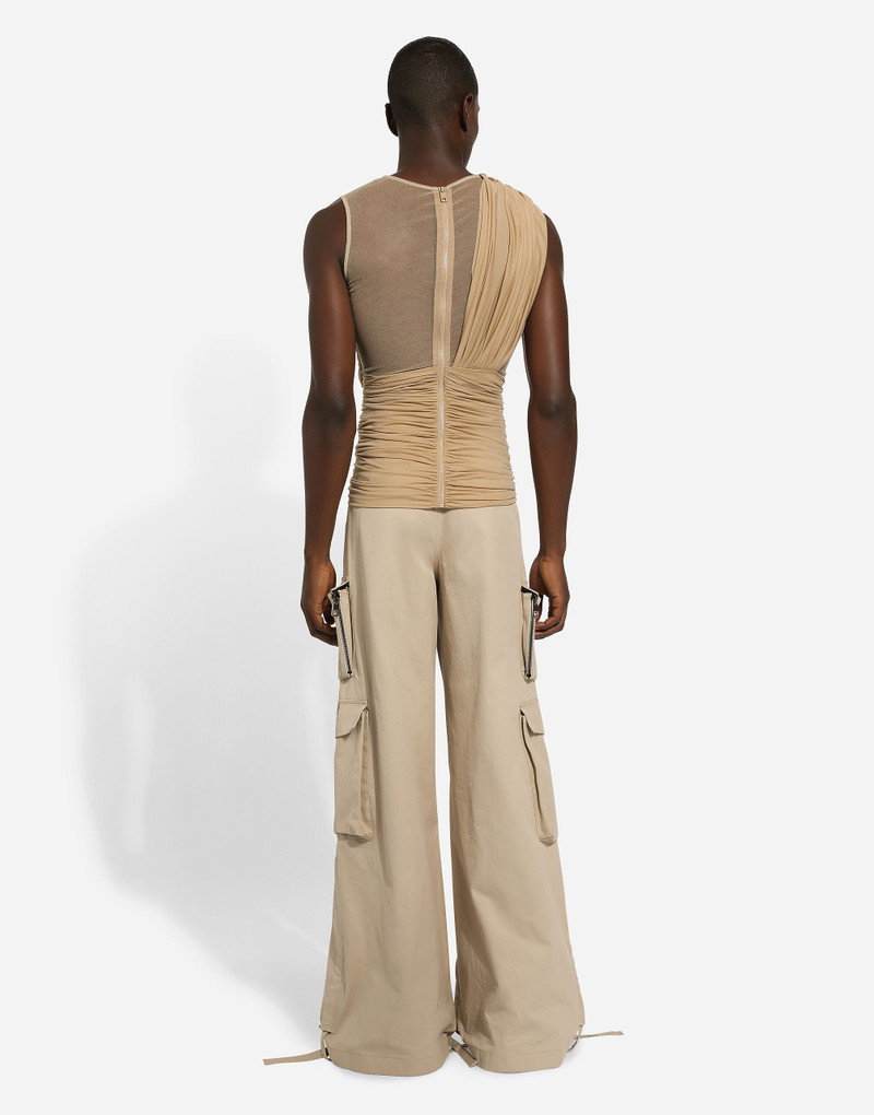Stretch tulle T-shirt with draping 4