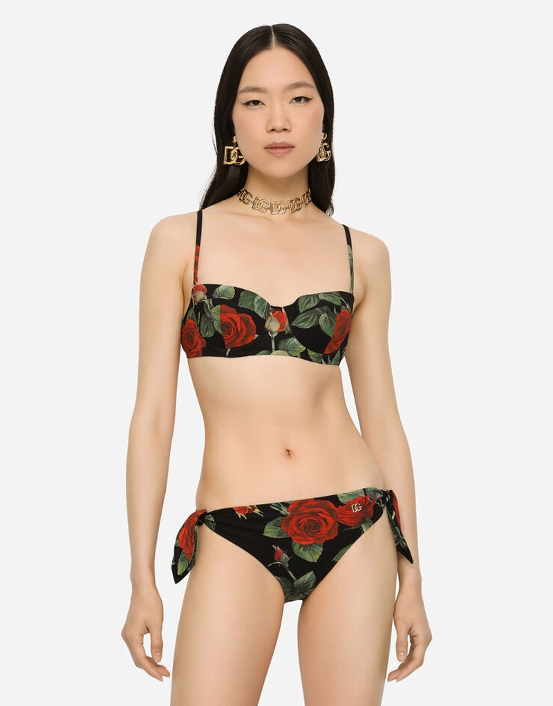 Rose-print balconette bikini top 4