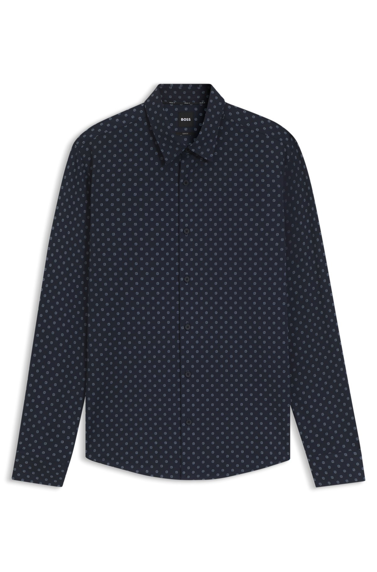 SLIM-FIT SHIRT IN PRINTED PERFORMANCE-STRETCH ITALIAN FABRIC - 1