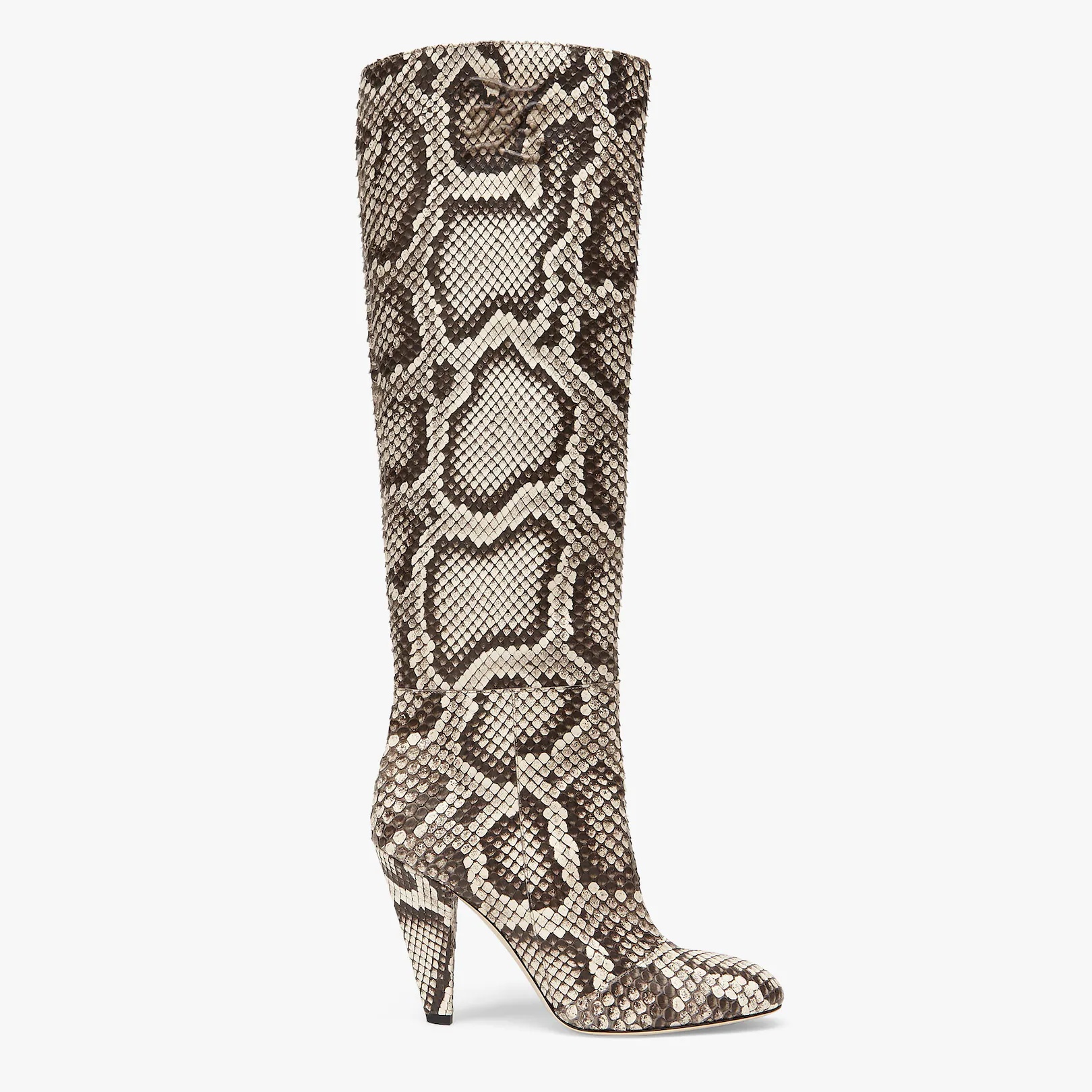 High-heeled boots in brown python - 1