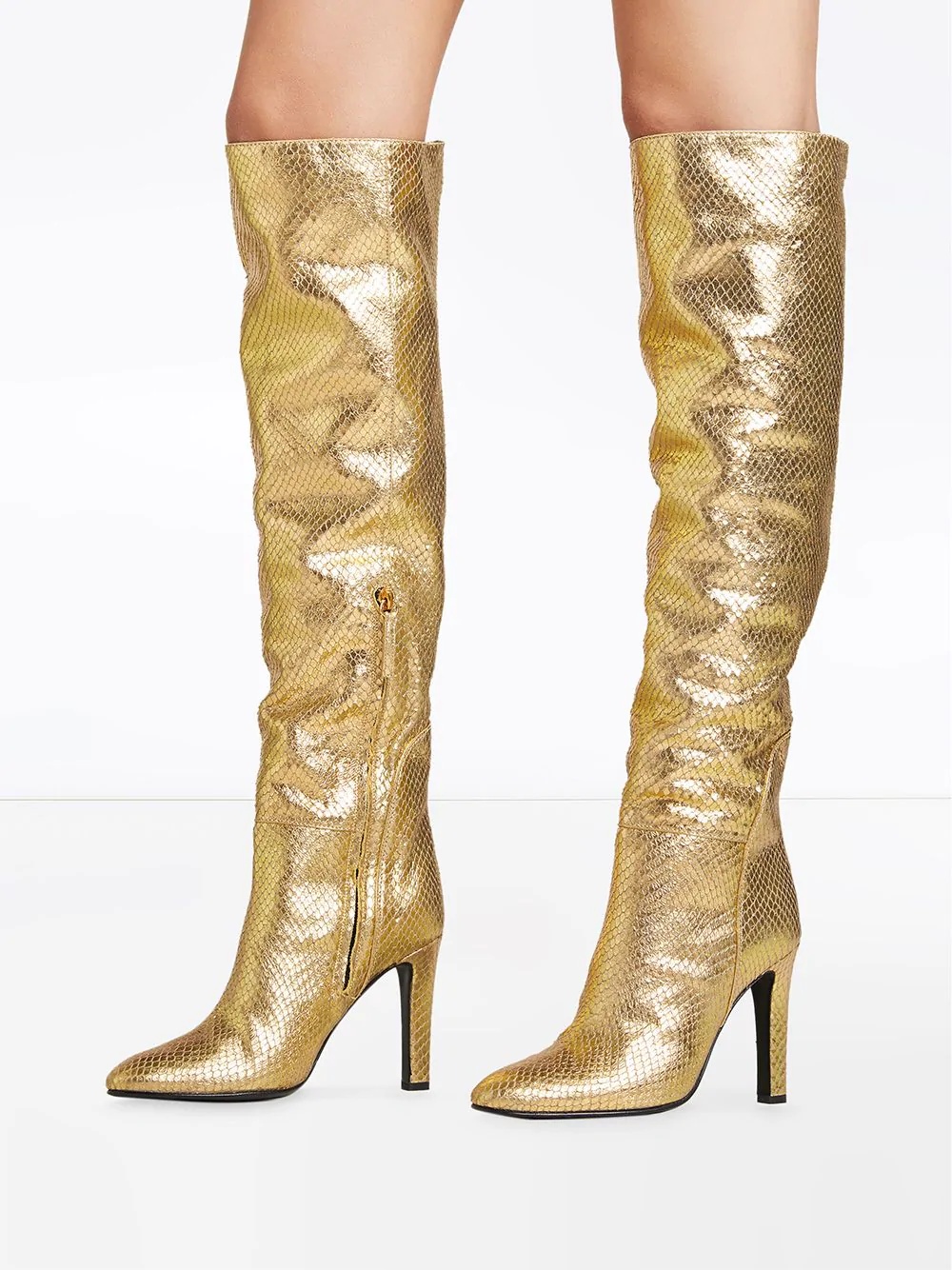 metallic knee-length boots - 4