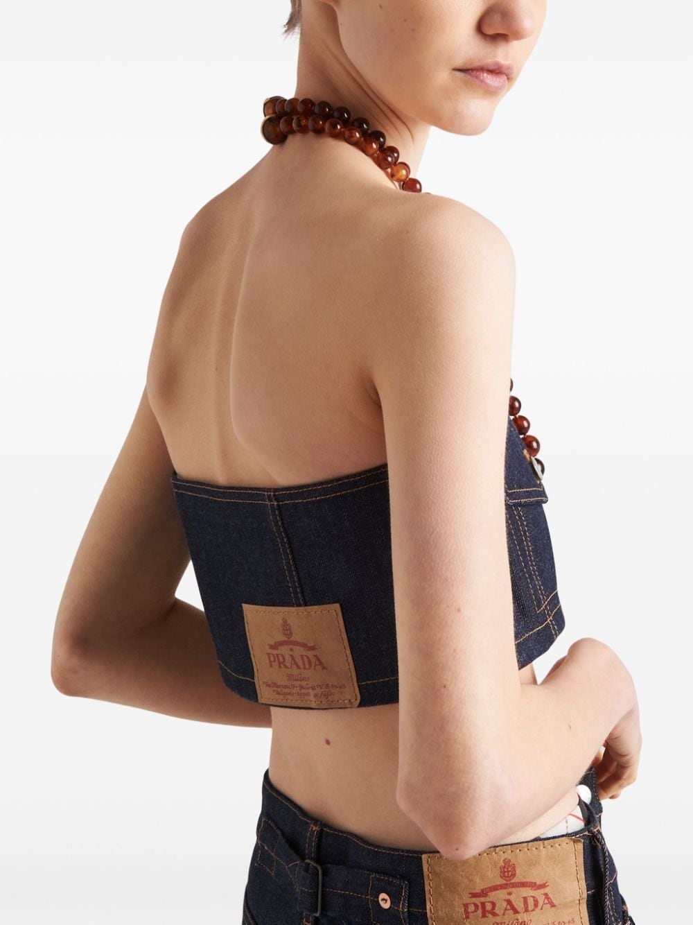 denim strapless crop top - 4