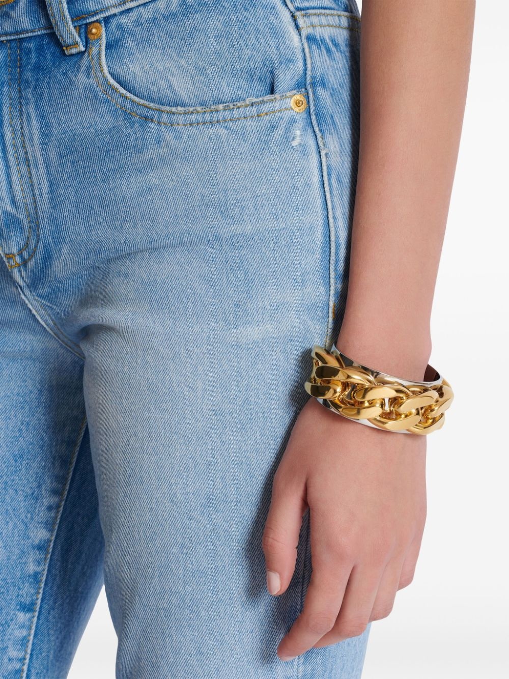 chain-embellished cuff bracelet - 4