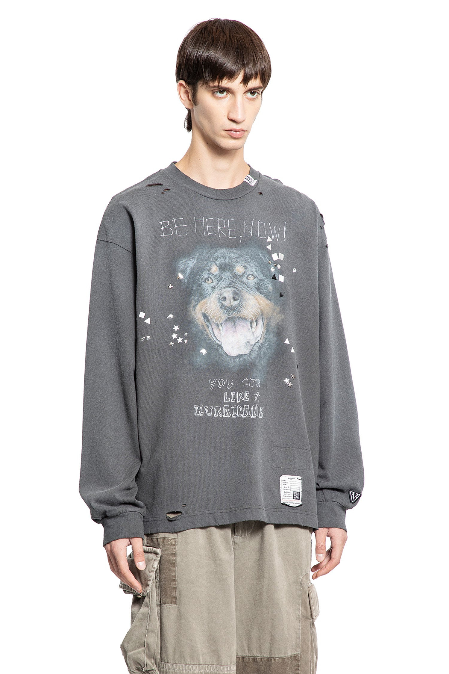 Embellished Distressed Long Sleeve Tee - 2