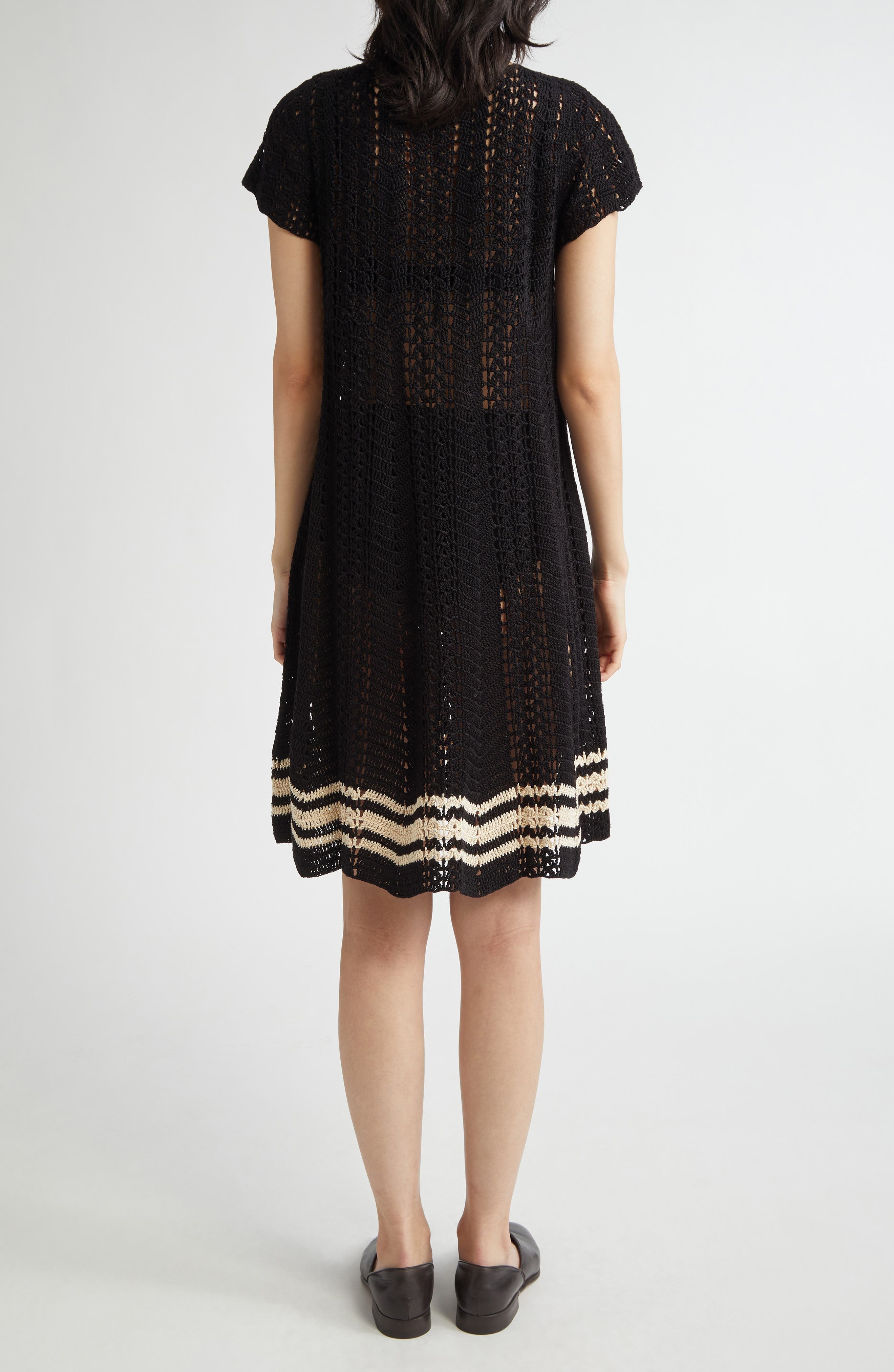 Bode Duxberry Crochet Cotton Minidress in Black at Nordstrom - 2