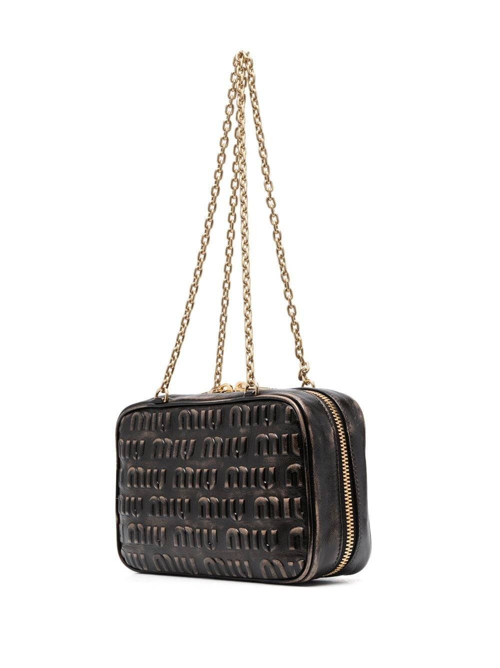 logo-embossed leather shoulder bag - 3