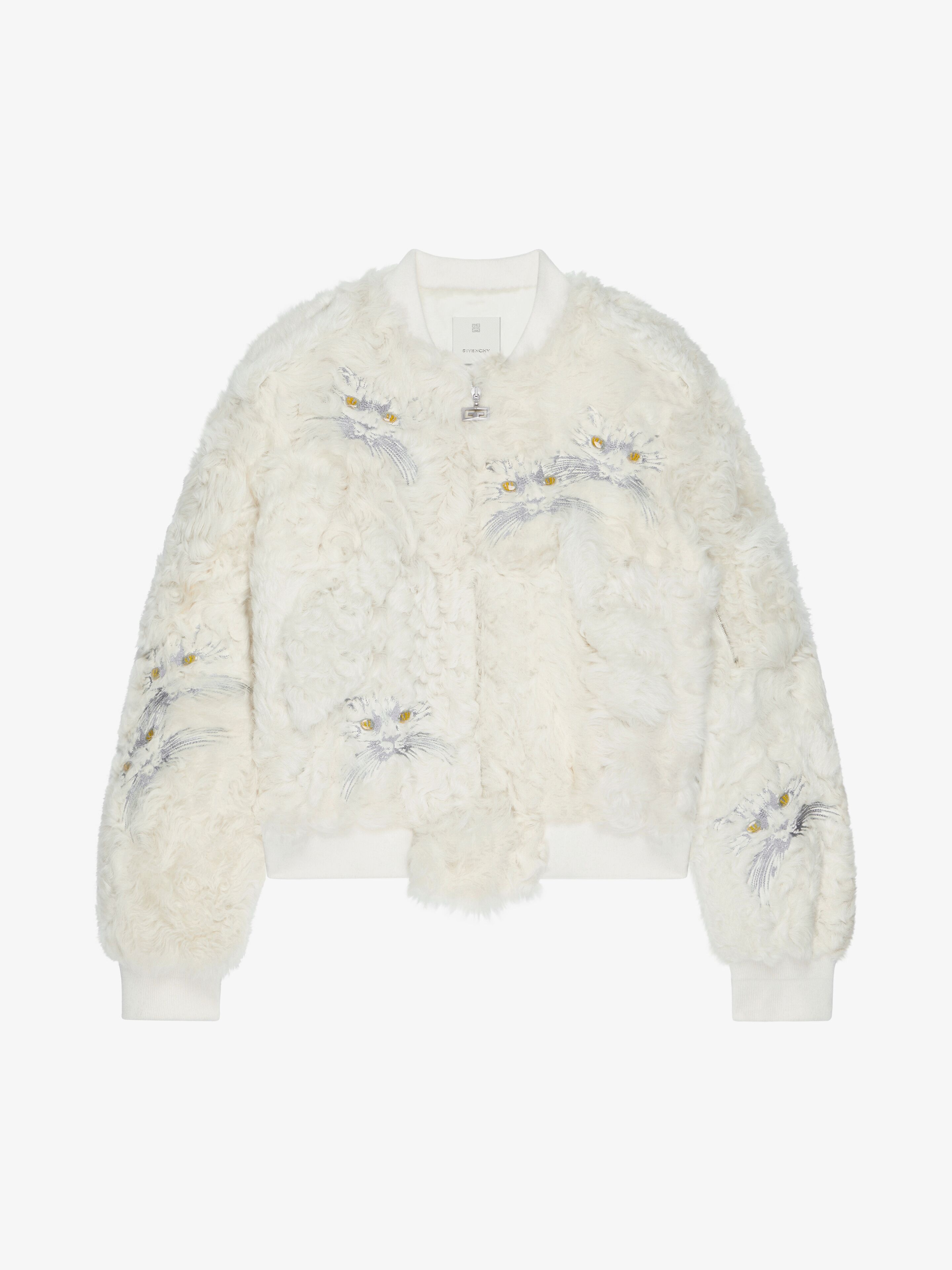 BOMBER IN CAT EMBROIDERED SHEARLING - 1