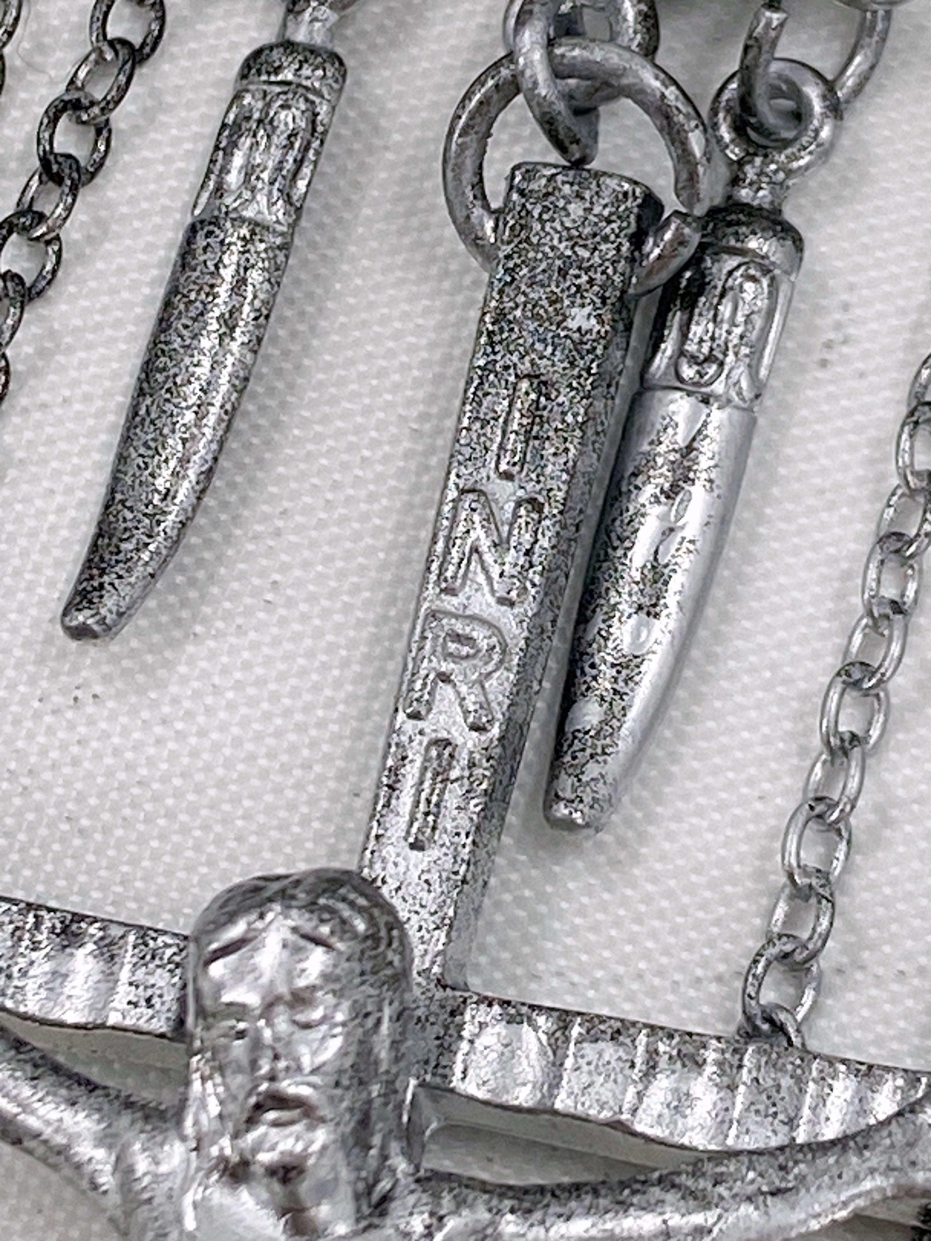 Jean Paul Gaultier 90S Sample Spade Chain Fringe Triple Crucifix Cross Chain Necklace - 11