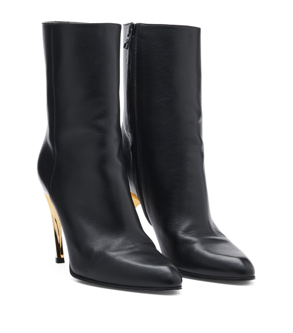Alexander McQueen Leather Armadillo Heeled Boots 95
