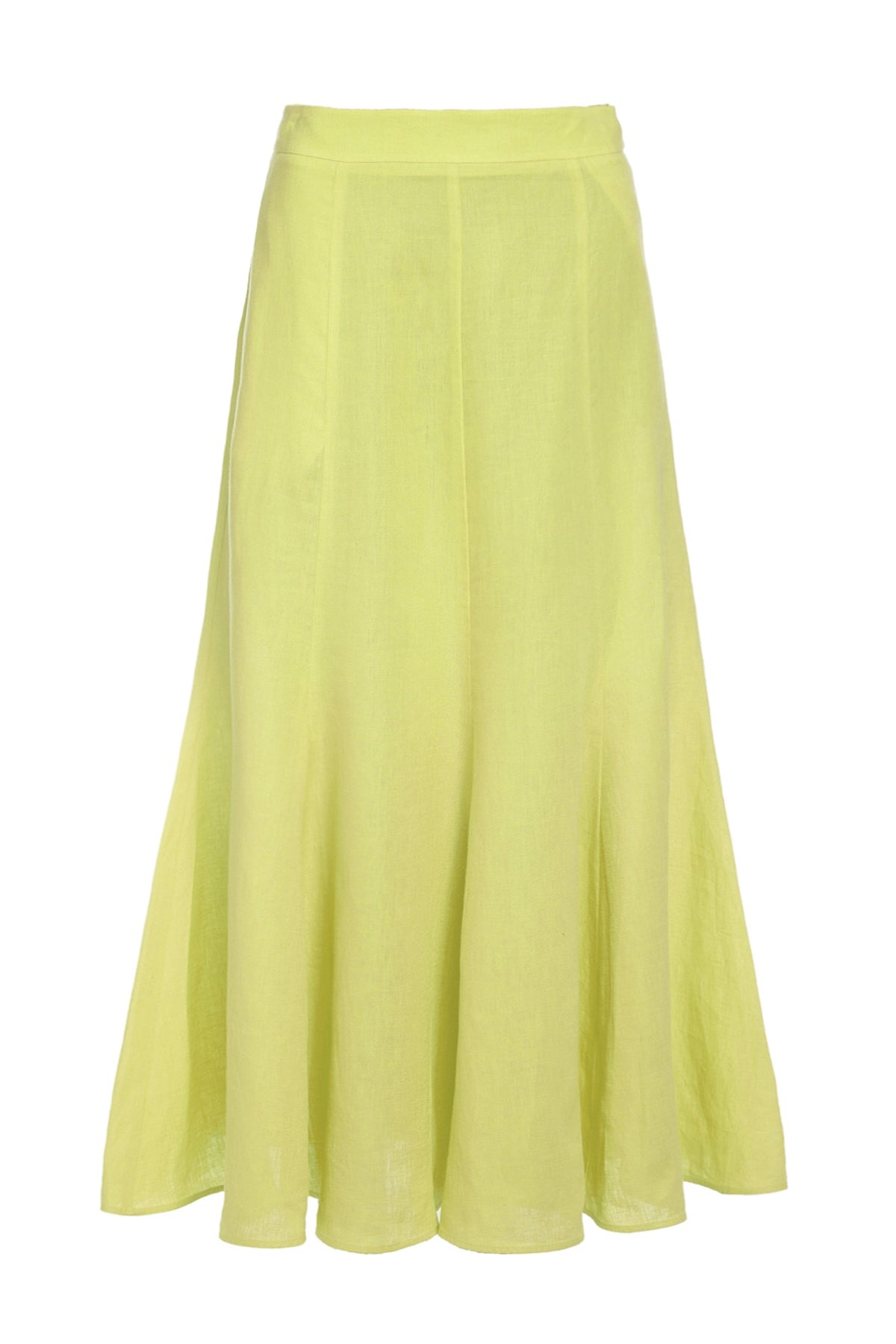 Tate Skirt in Fluorescent Yellow Aloe Linen - 1