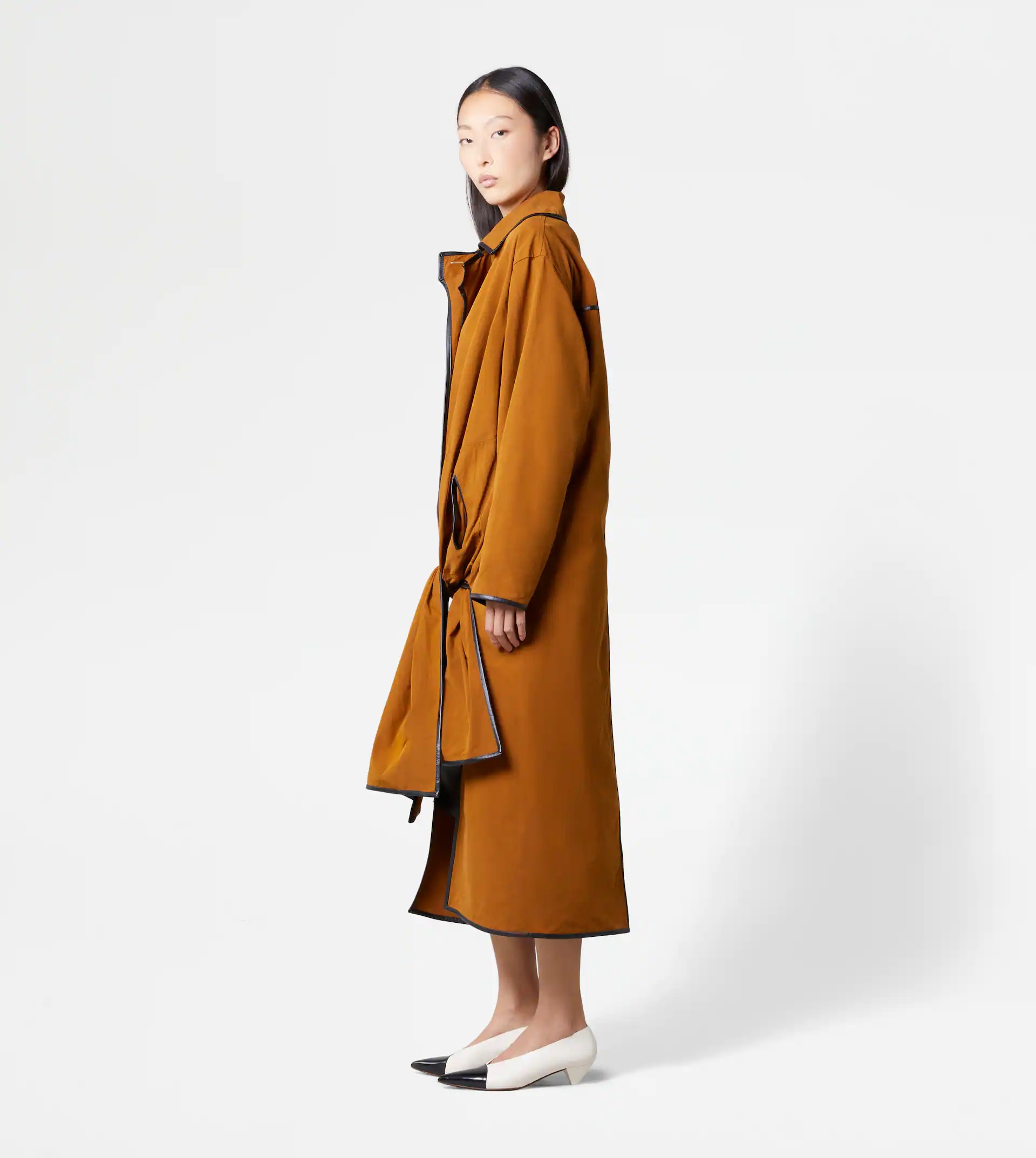 TRENCH COAT WITH KNOTTED BOTTOM - BROWN - 4