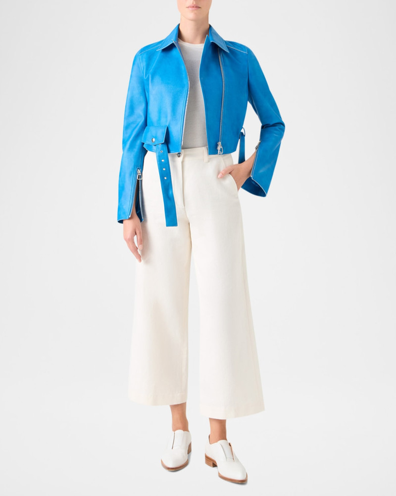 AKRIS Avril Cropped Nappa Leather Jacket outlook
