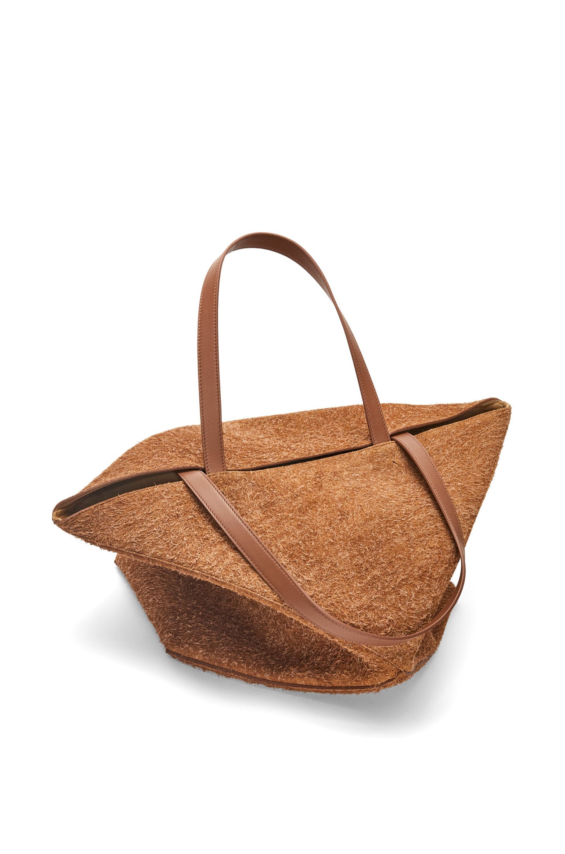 Large Puzzle Fold Tote in brushed suede Peanut - LOEWE