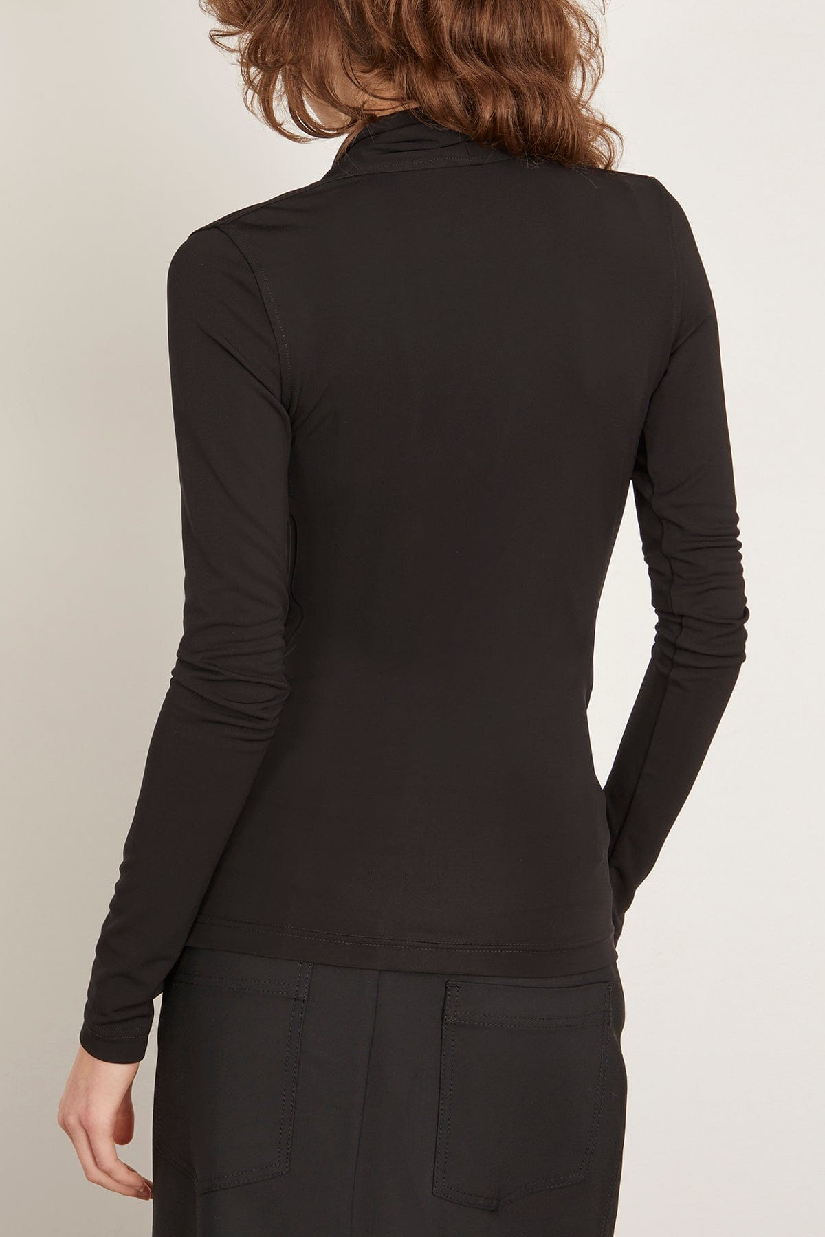 Overlapped Jersey Top in Black - 5