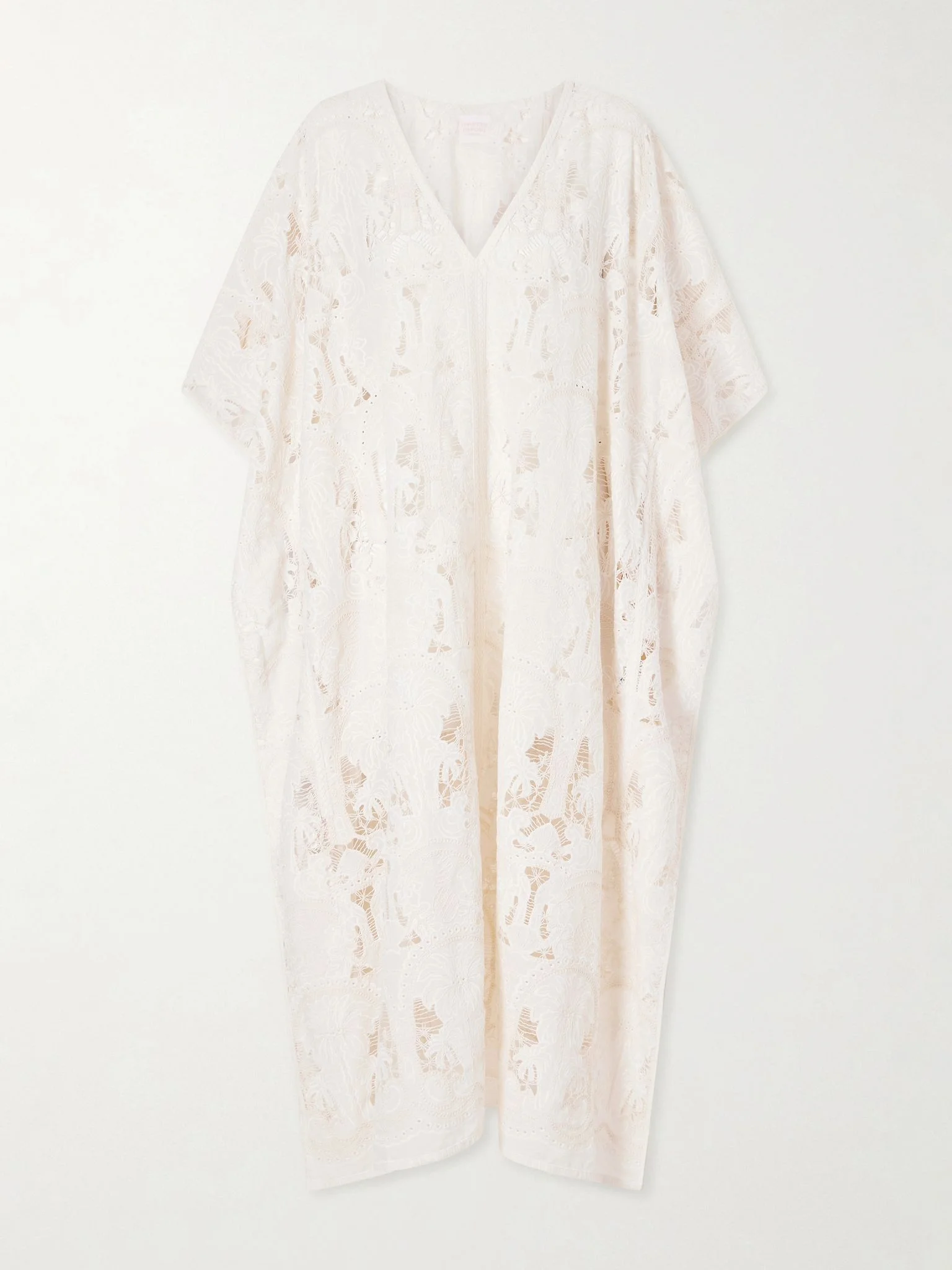 Atrani embroidered cotton-blend midi dress Cream - 1