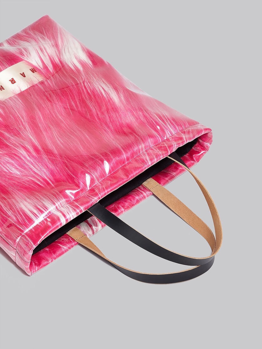FUCHSIA COATED FAUX FUR TOTE - 4