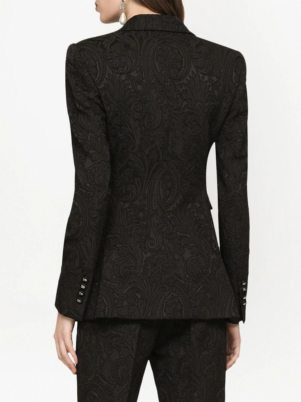 brocade-pattern single-breasted blazer - 4