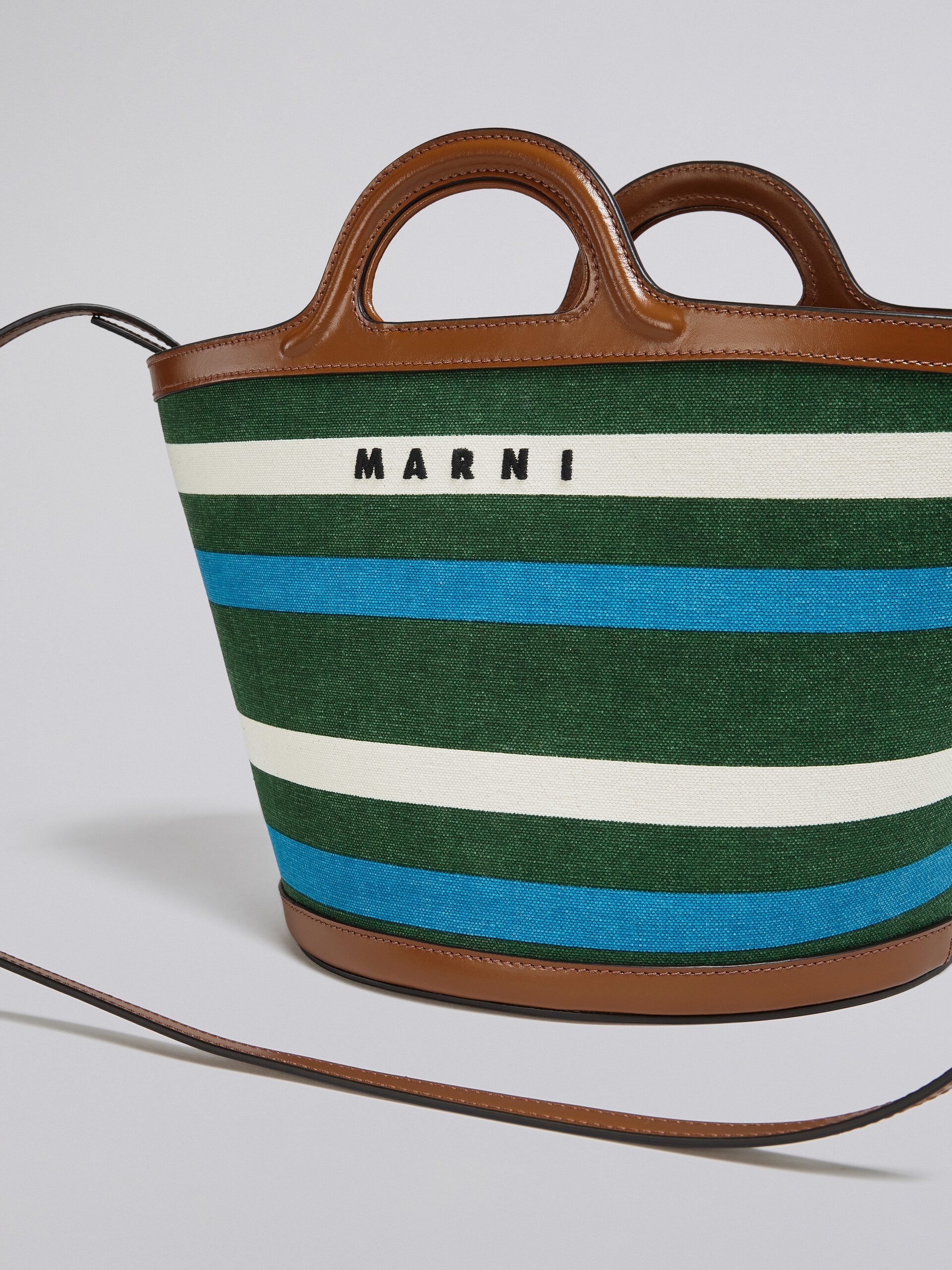 TROPICALIA SMALL BAG IN LEATHER AND STRIPED CANVAS 5