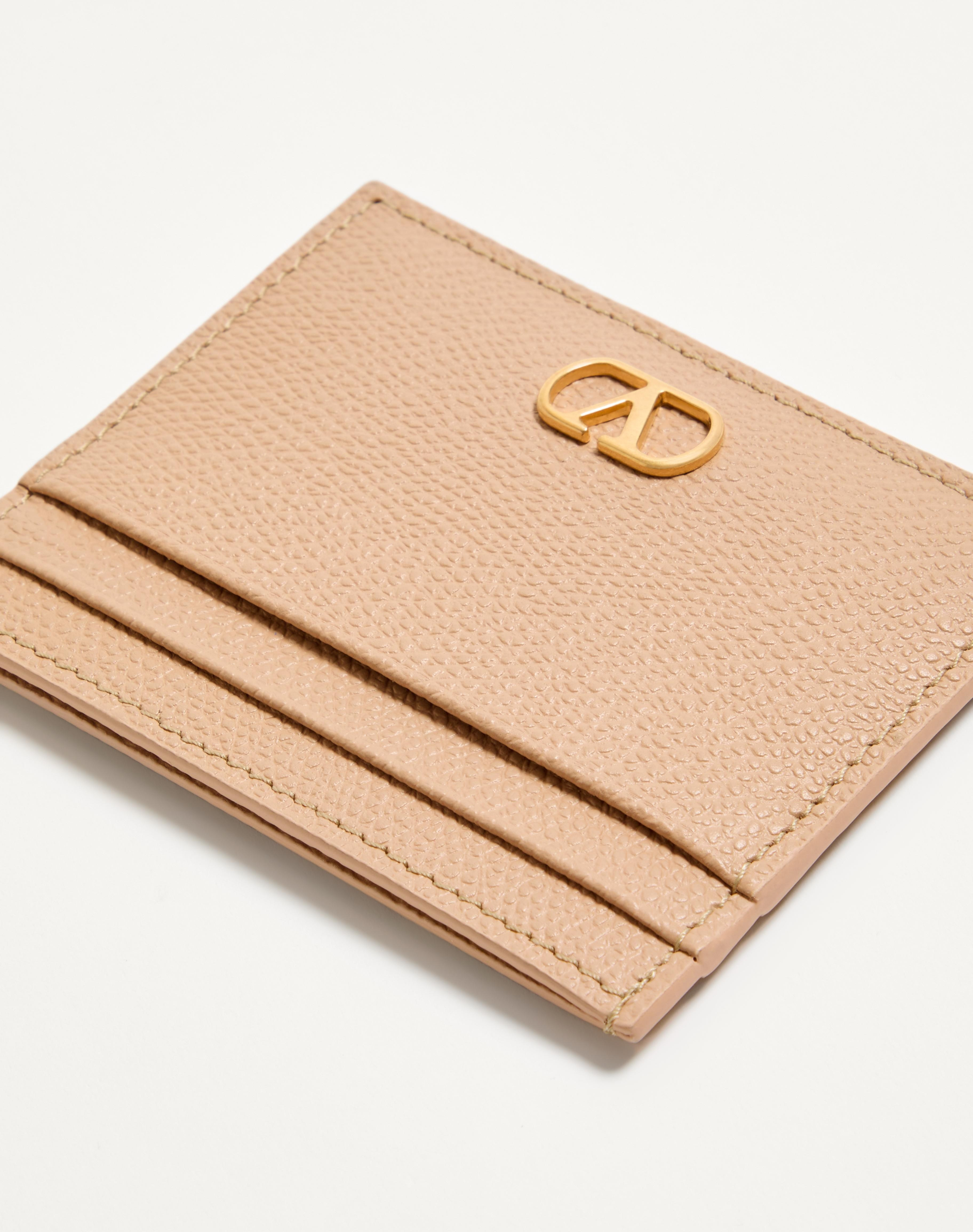 VLOGO SIGNATURE GRAINY CALFSKIN CARD HOLDER - 5