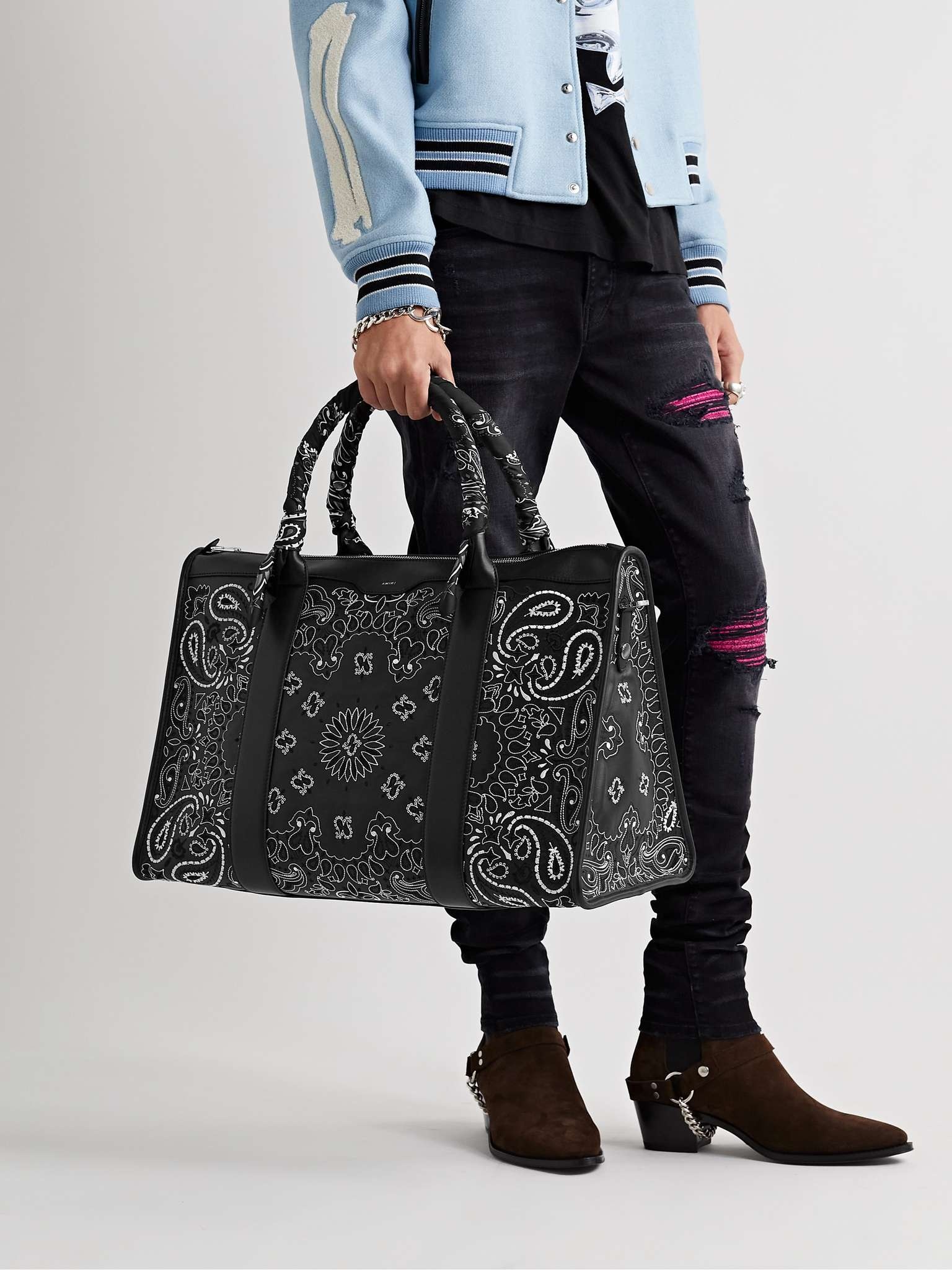 Embroidered Leather Holdall - 2