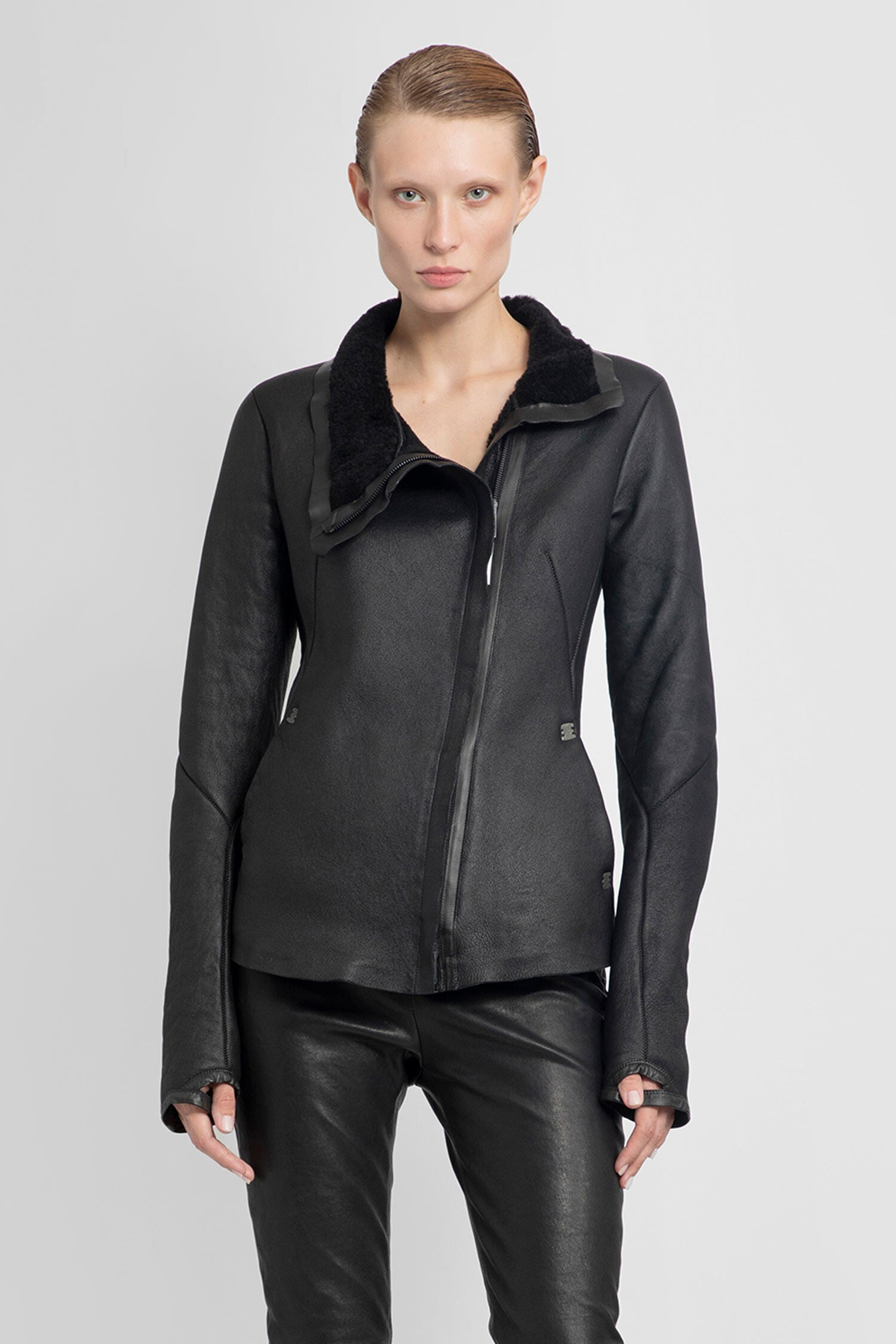 ISAAC SELLAM WOMAN BLACK LEATHER JACKETS - 1