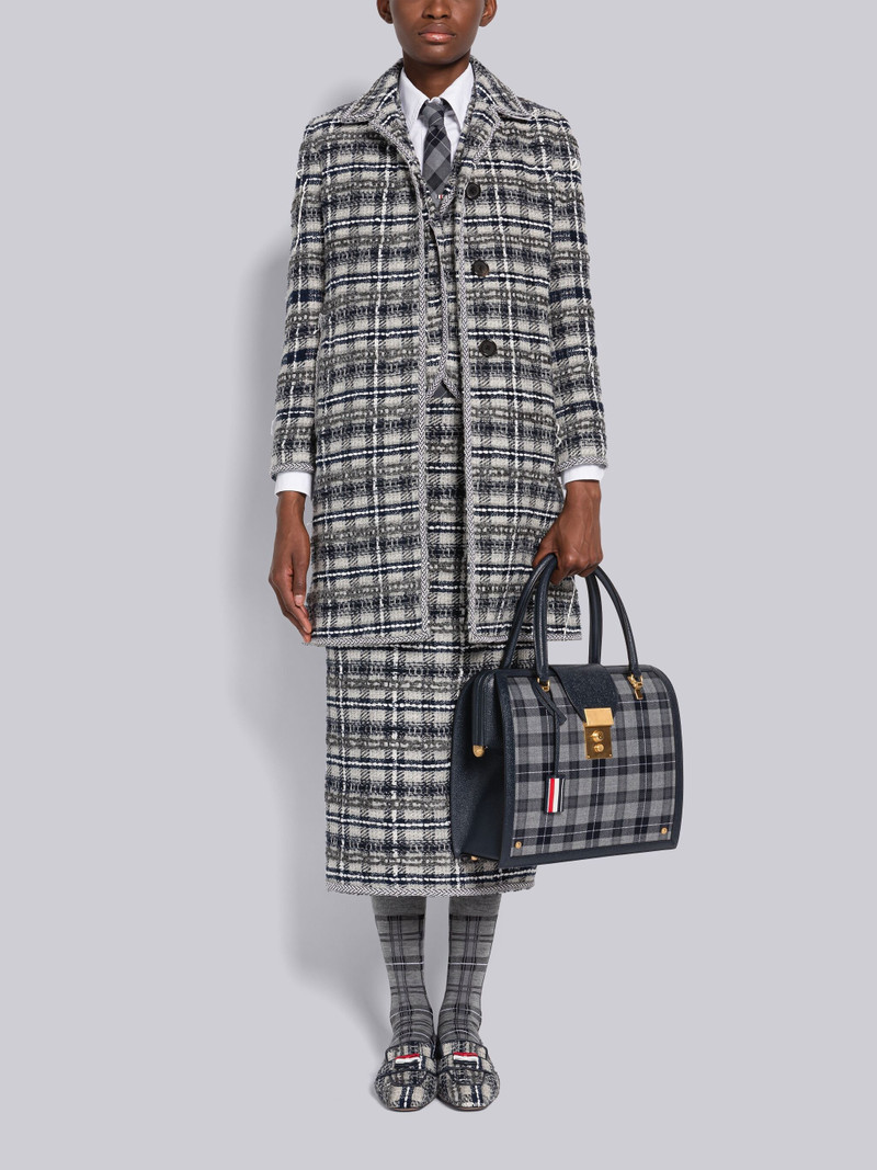 Tartan Ribbon Tweed Bal Collar Overcoat 4