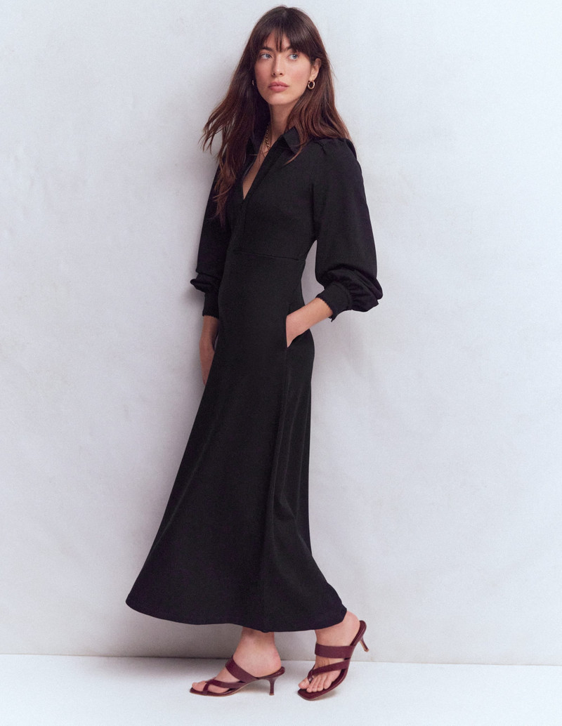Pip Zip-Up Ponte Midi Dress-Black 5
