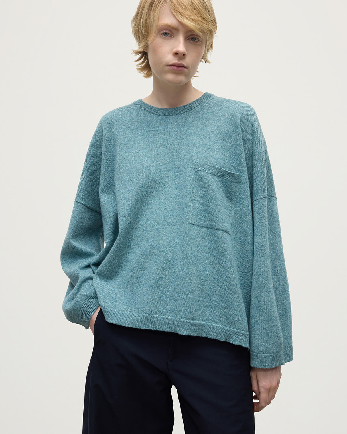 Gauzy Pocket Green Cashmere Jumper - 5