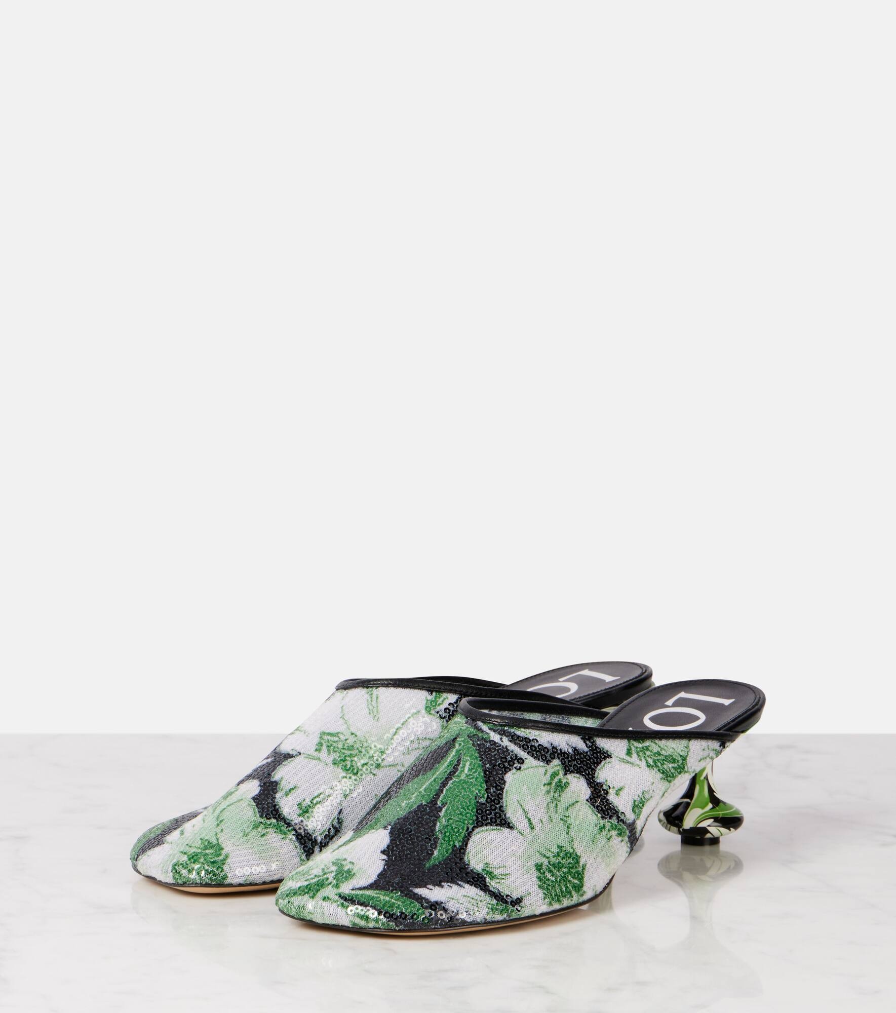 Toy 45 floral sequined mesh mules - 4