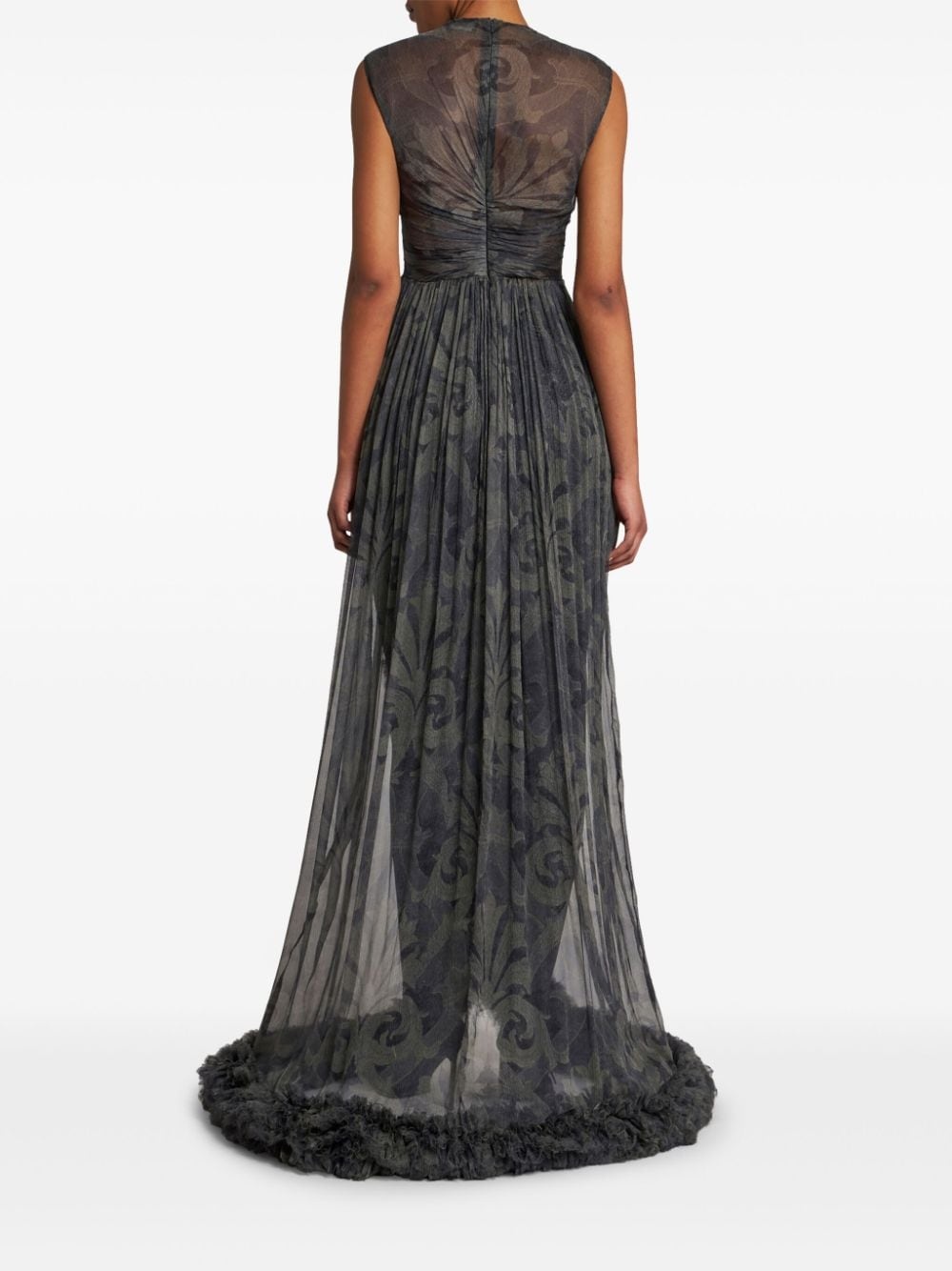 ruched-detail printed silk dress - 3