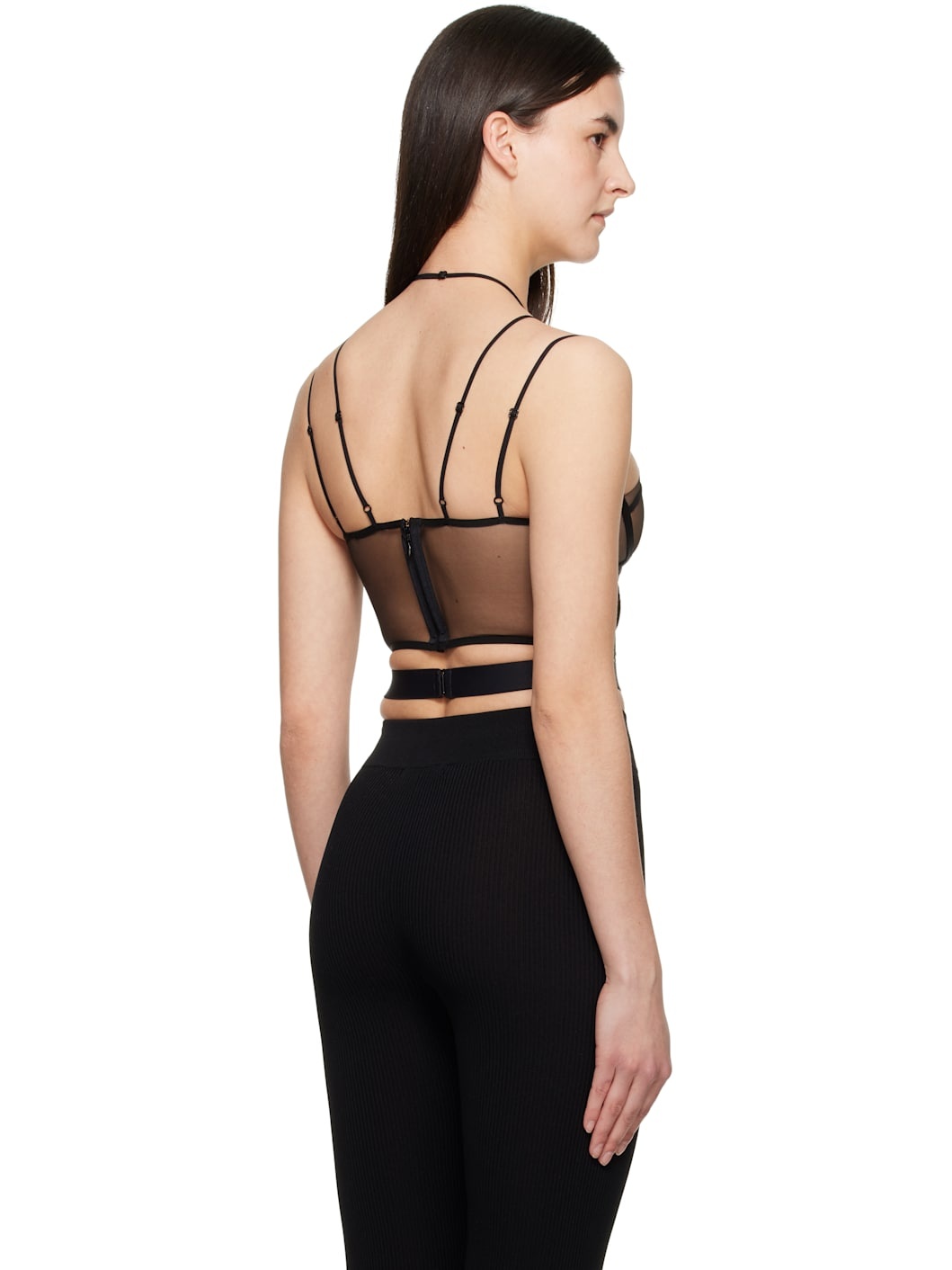 Black & Beige Helen Tulle Corset - 3