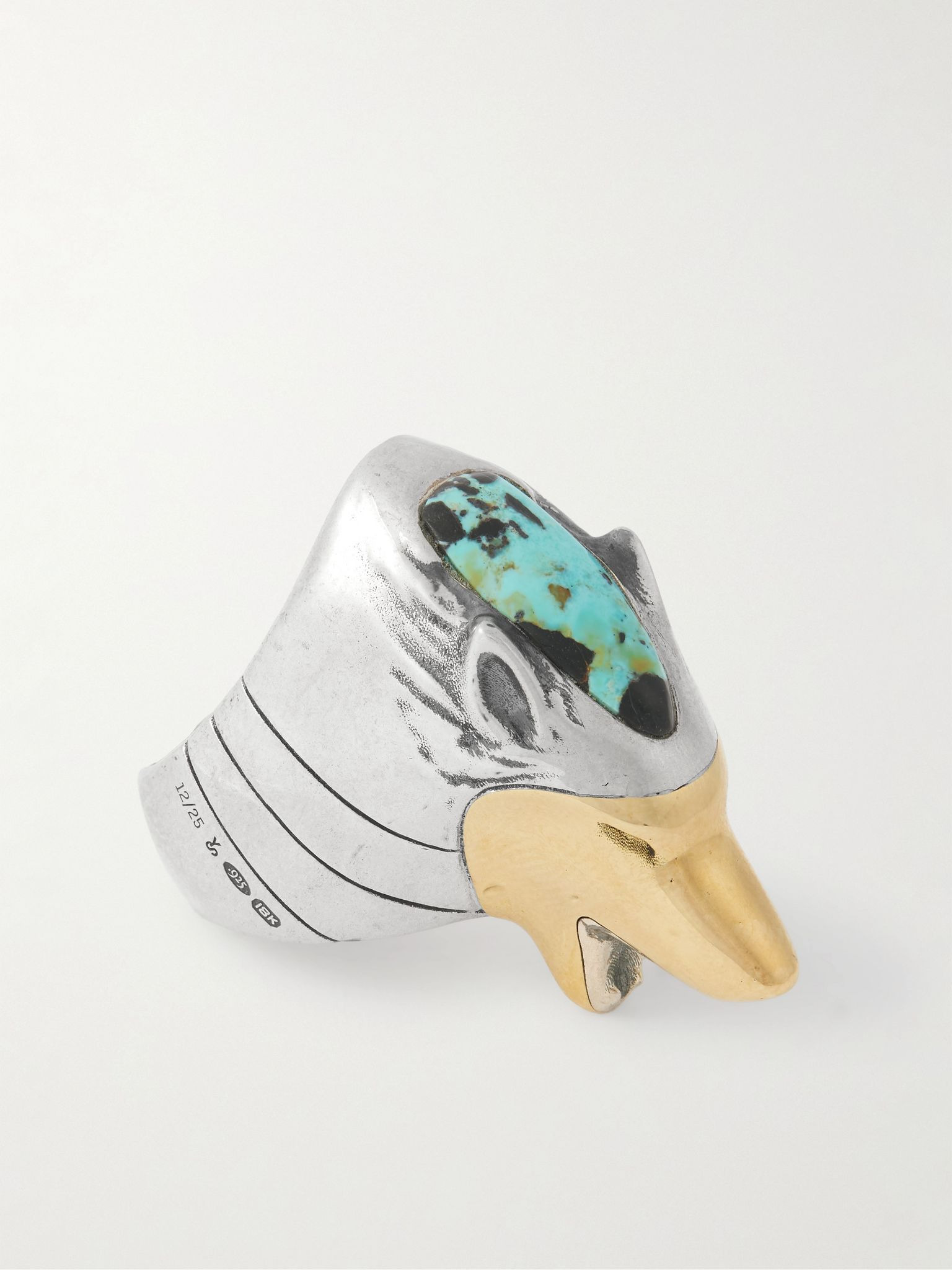 + Yellowstone Forever Lamar Sterling Silver, 18-Karat Gold and Turquoise Ring Silver - 1