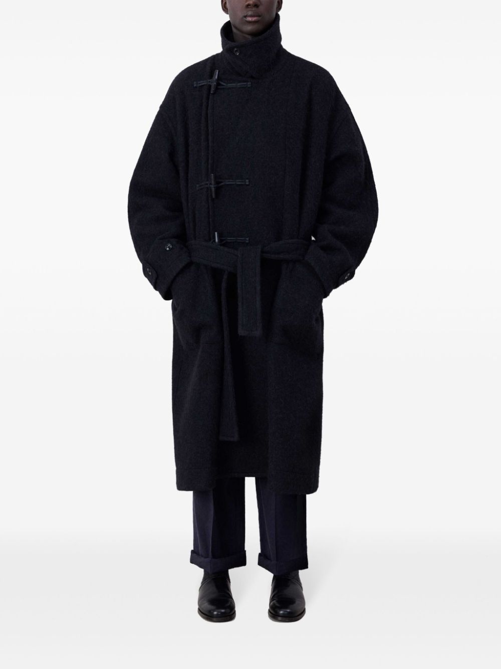 belted felted duffle coat - 2