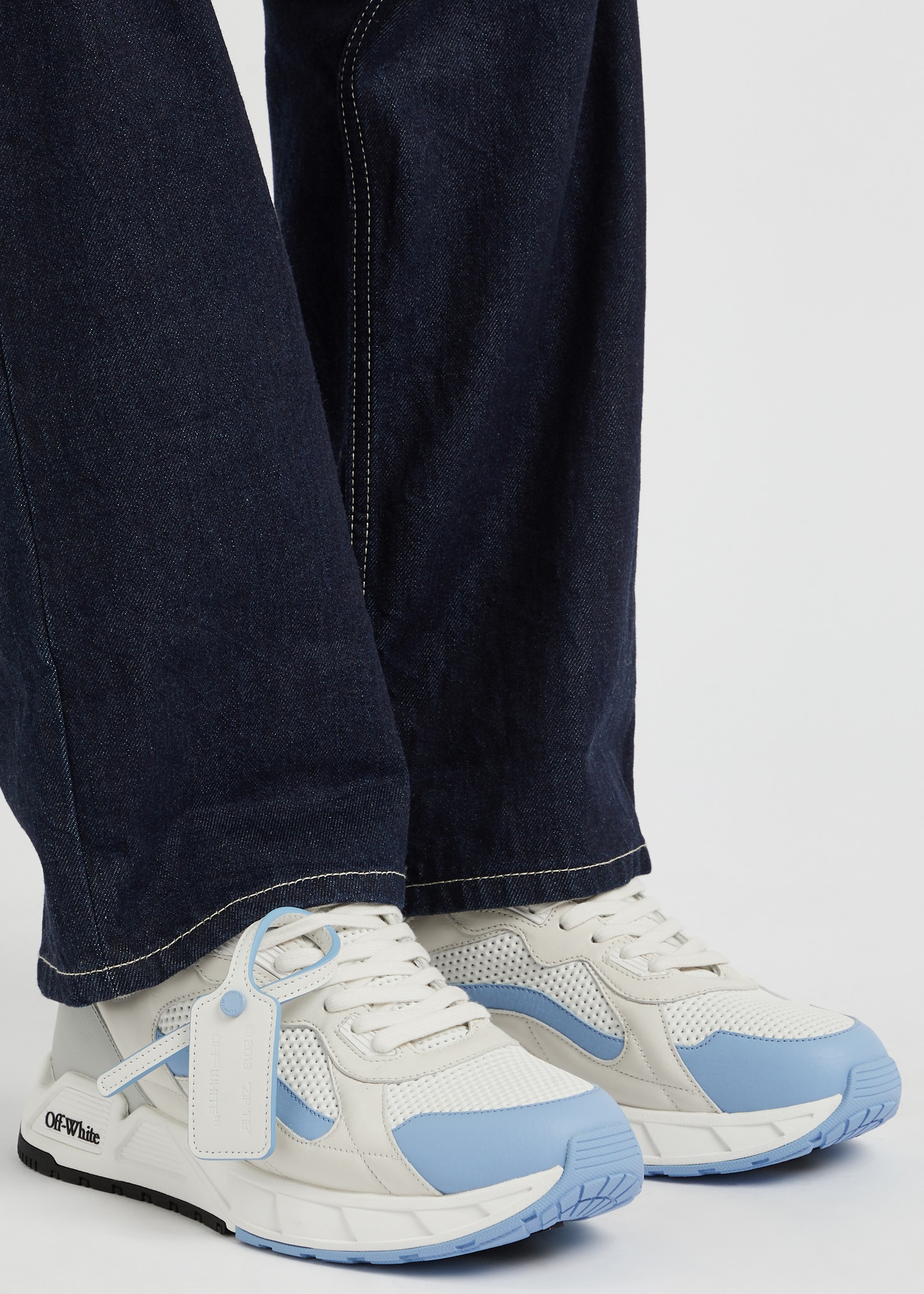 Kick Off panelled leather sneakers - 5