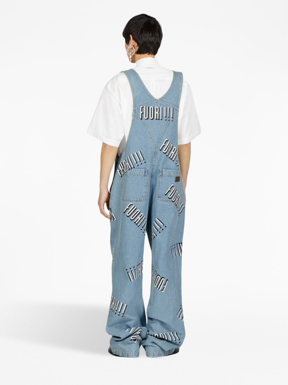 Fuori slogan denim overalls - 4