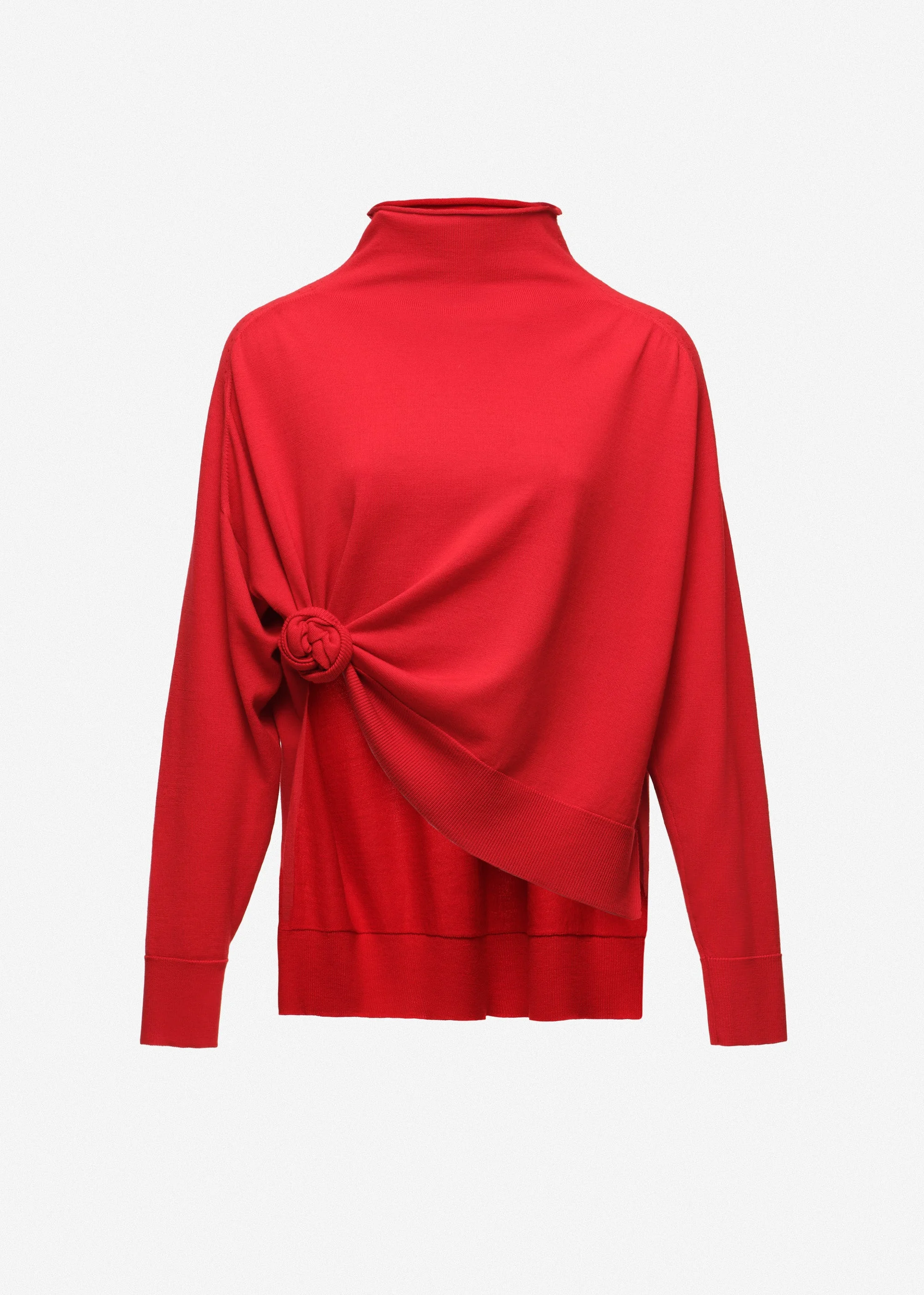 Knotted wool turtleneck in red - 1