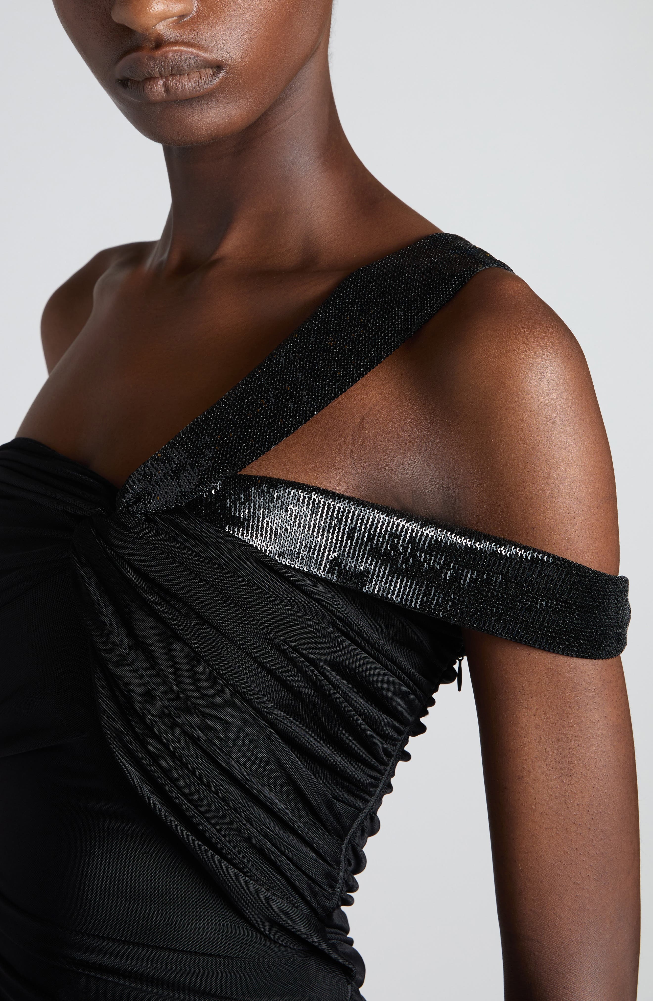 TOM FORD Sequin Strap Jersey Gown in Black at Nordstrom - 4