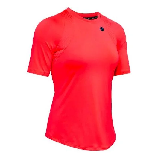 (WMNS) Under Armour Rush Training Sports Splicing Breathable Short Sleeve Red 1355583-628 - 1