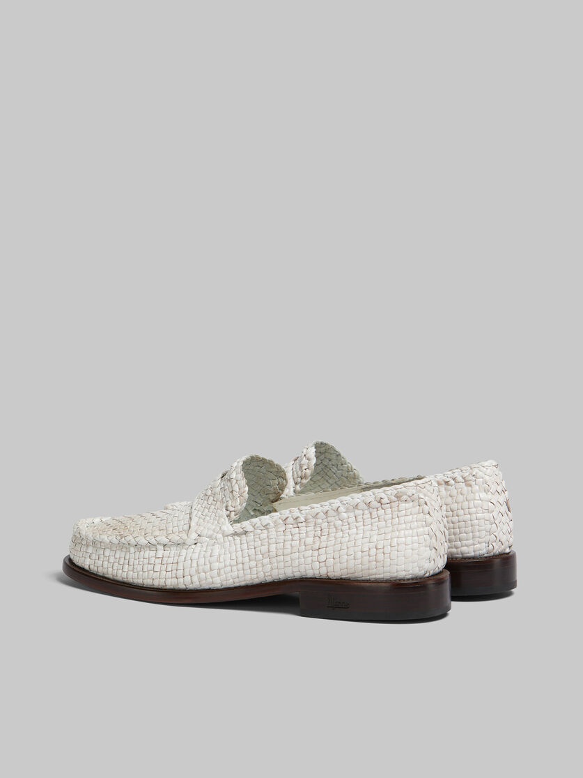WHITE WOVEN LEATHER BAMBI LOAFER - 3