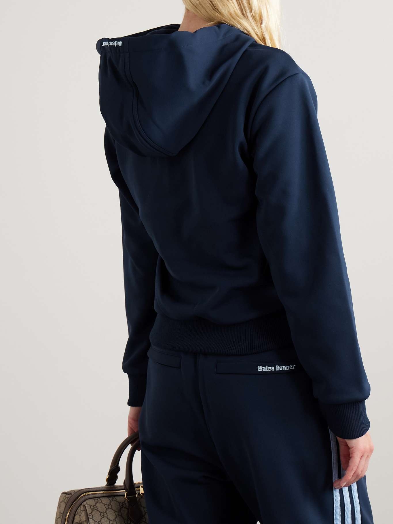+ Wales Bonner hooded recycled-jersey track jacket Navy - 4