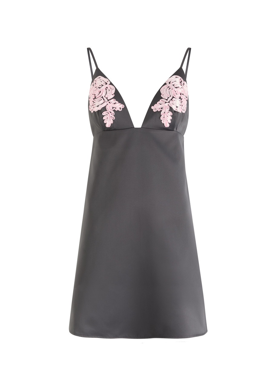 Rotate Floral-appliquéd Satin Mini Dress - 1
