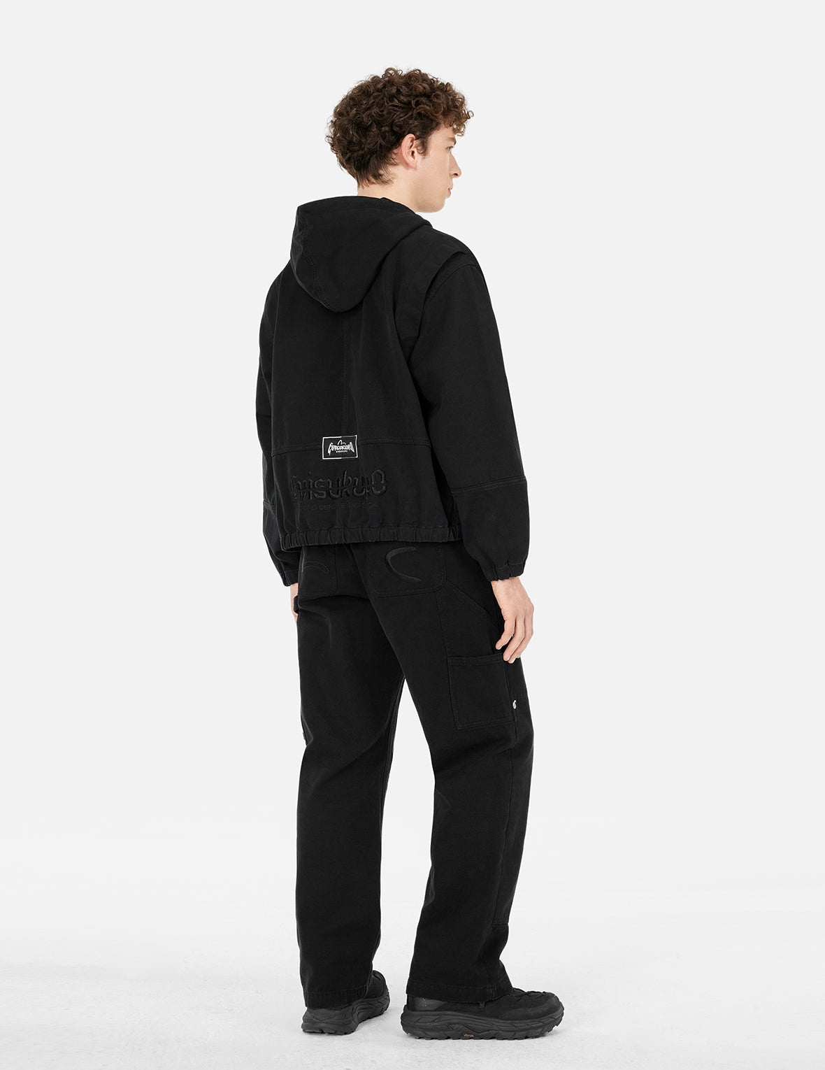 Seagull and Logo Embroidery Loose Fit Cargo Pants - 3